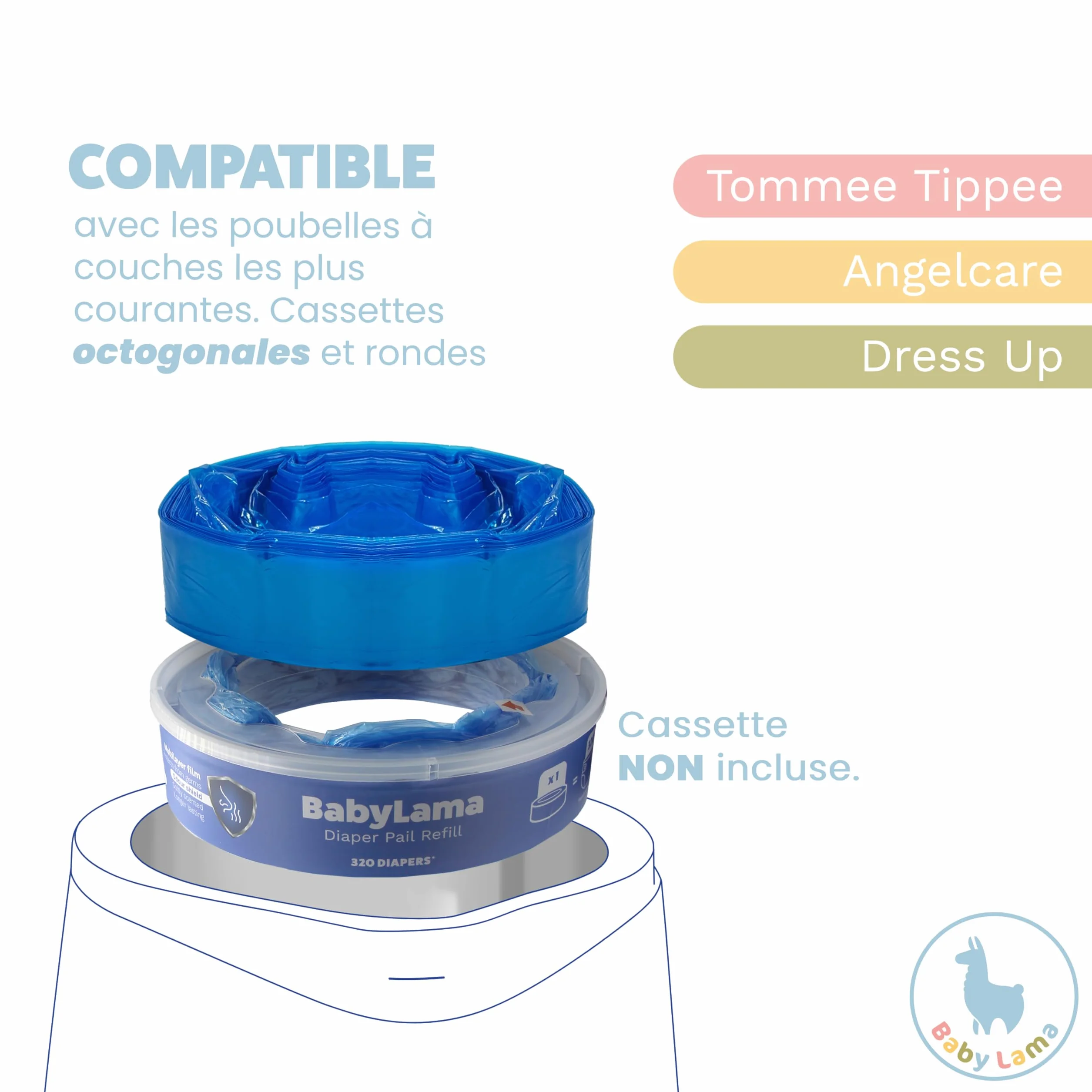 Recharges Universelles Poubelle à Couches Compatibles Tommee Tippee Angelcare Sac Antiodeur Hygiénique Économique 20