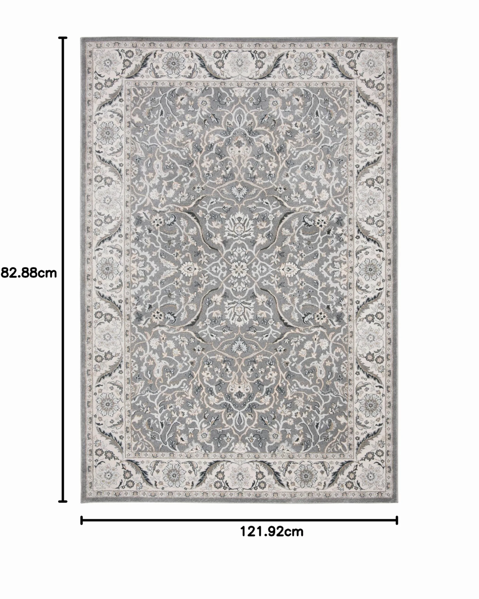 SAFAVIEH Tapis Traditionnel pour Salon, Salle à Manger, Chambre à Coucher - Isabella Collection, Tapis à Poil Court, Gris et Gris foncé, 122 X 183 cm