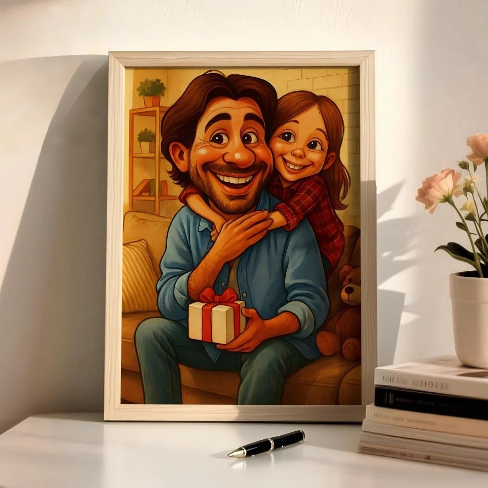 Cadre Photo Personnalisé en Bois Portrait Famille ou Couple Cadeau Anniversaire Mariage Décoration Maison