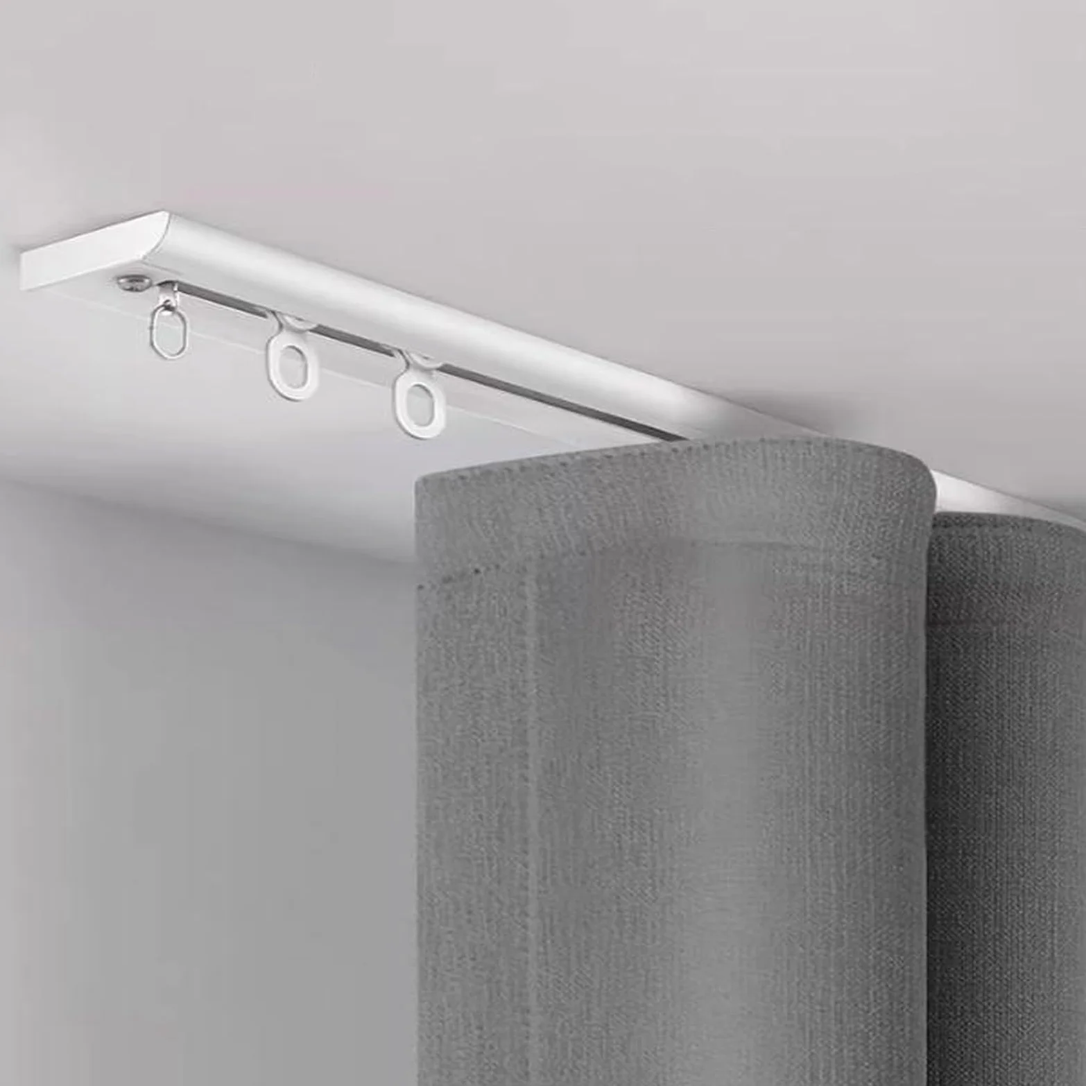 Rail Rideaux Plafond 1m 2m 3m 4m 5m 6m Tringle À Séparation De Pièces En Aluminium Rail Simple Pour Rideaux Rail Rideaux Plafond Silencieux Avec Crochets À Rouleaux Pour Bureau(White,2.8m/9.2ft)