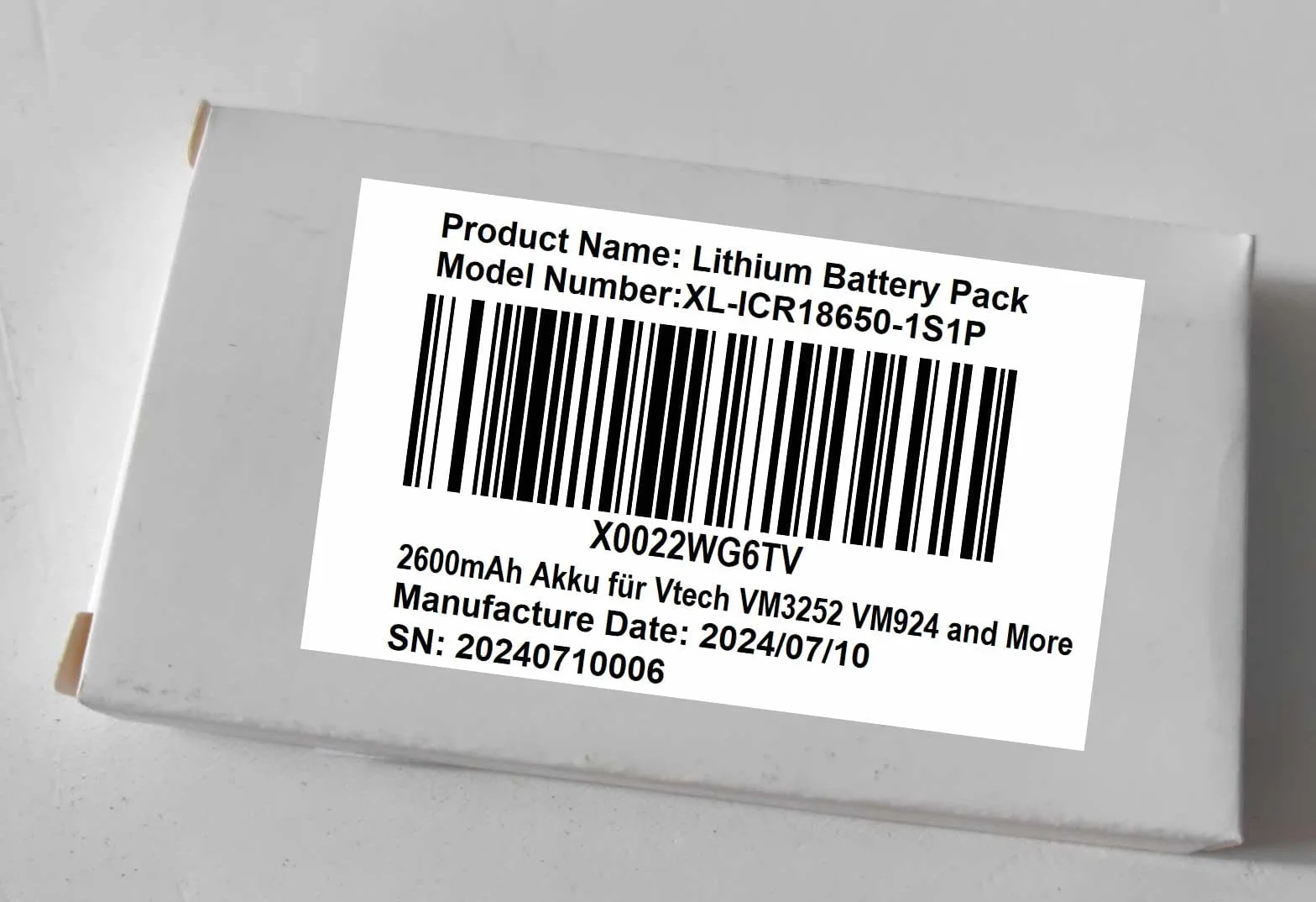 Batterie de rechange 3,7 V 2600 mAh pour Vtech VM3252 VM3254 VM3258 Video Babyphone