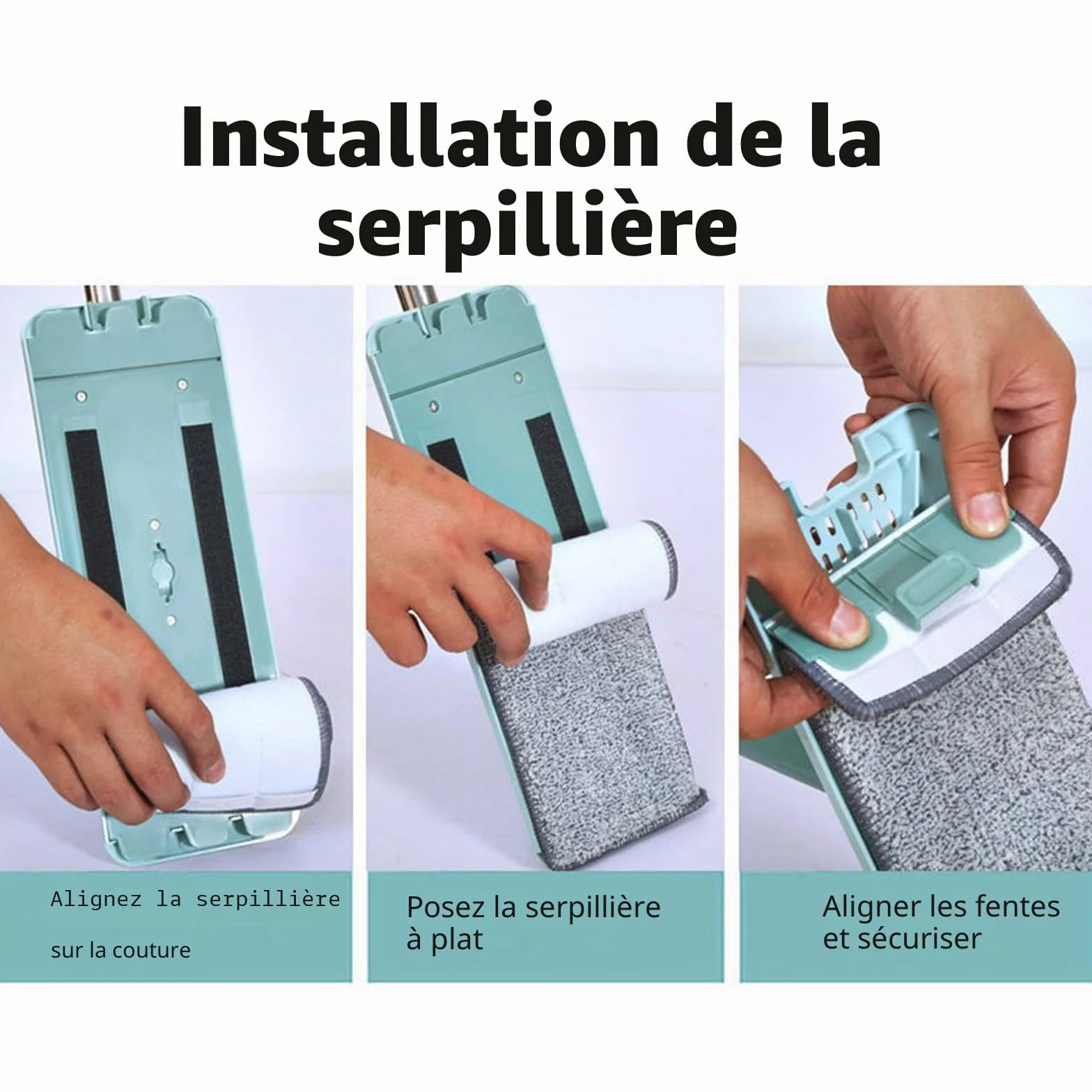 Lot de 6 serpillères microfibre 33 x 12 cm nettoyage sol