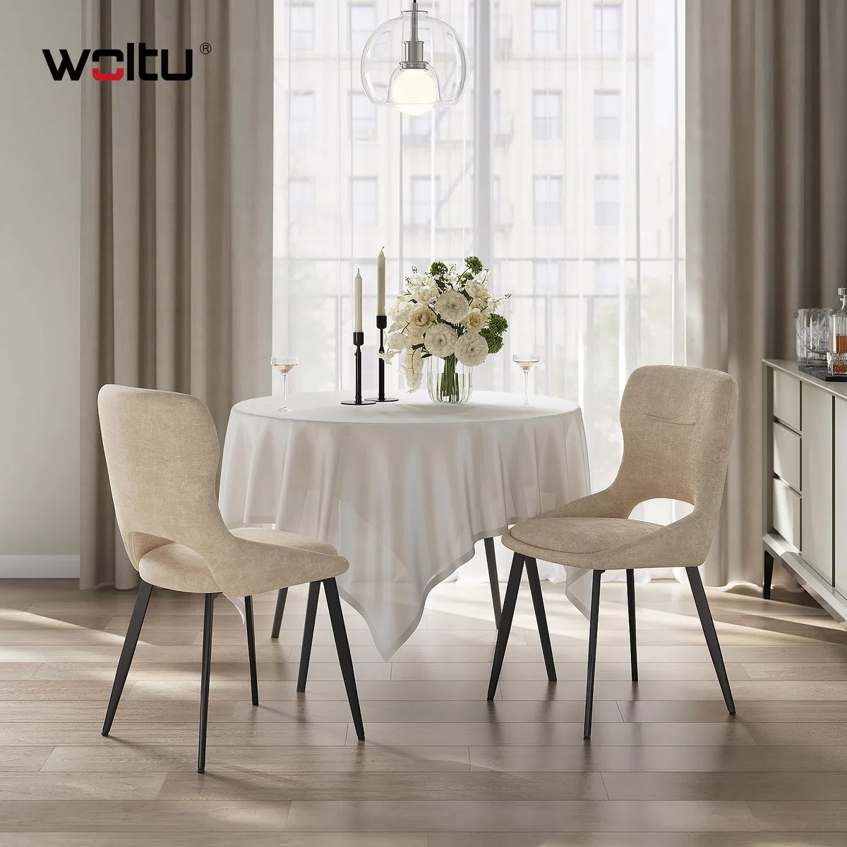 WOLTU Lot de 2 Chaises de Salle à Manger,Beige