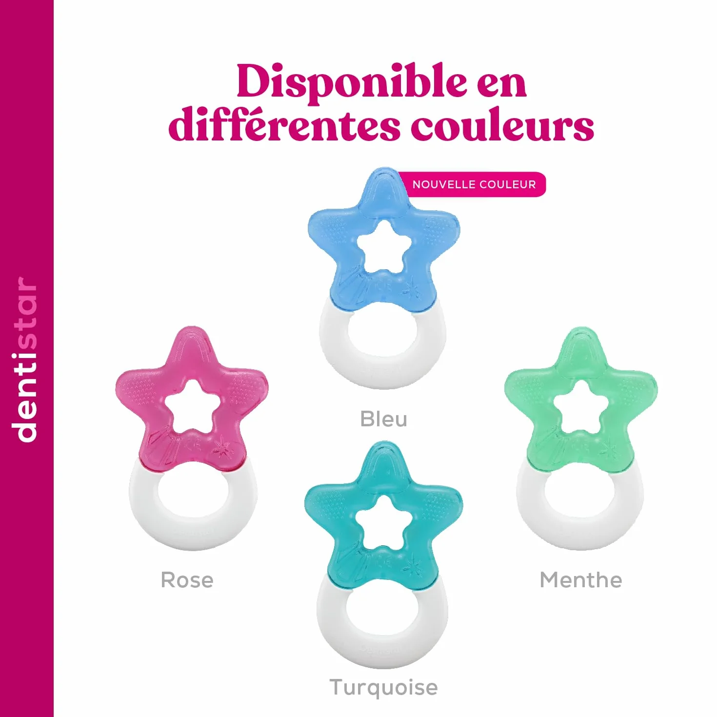 Dentistar Set de 2 anneaux de dentition rafraîchissants pour bébé - Sans BPA - Turquoise