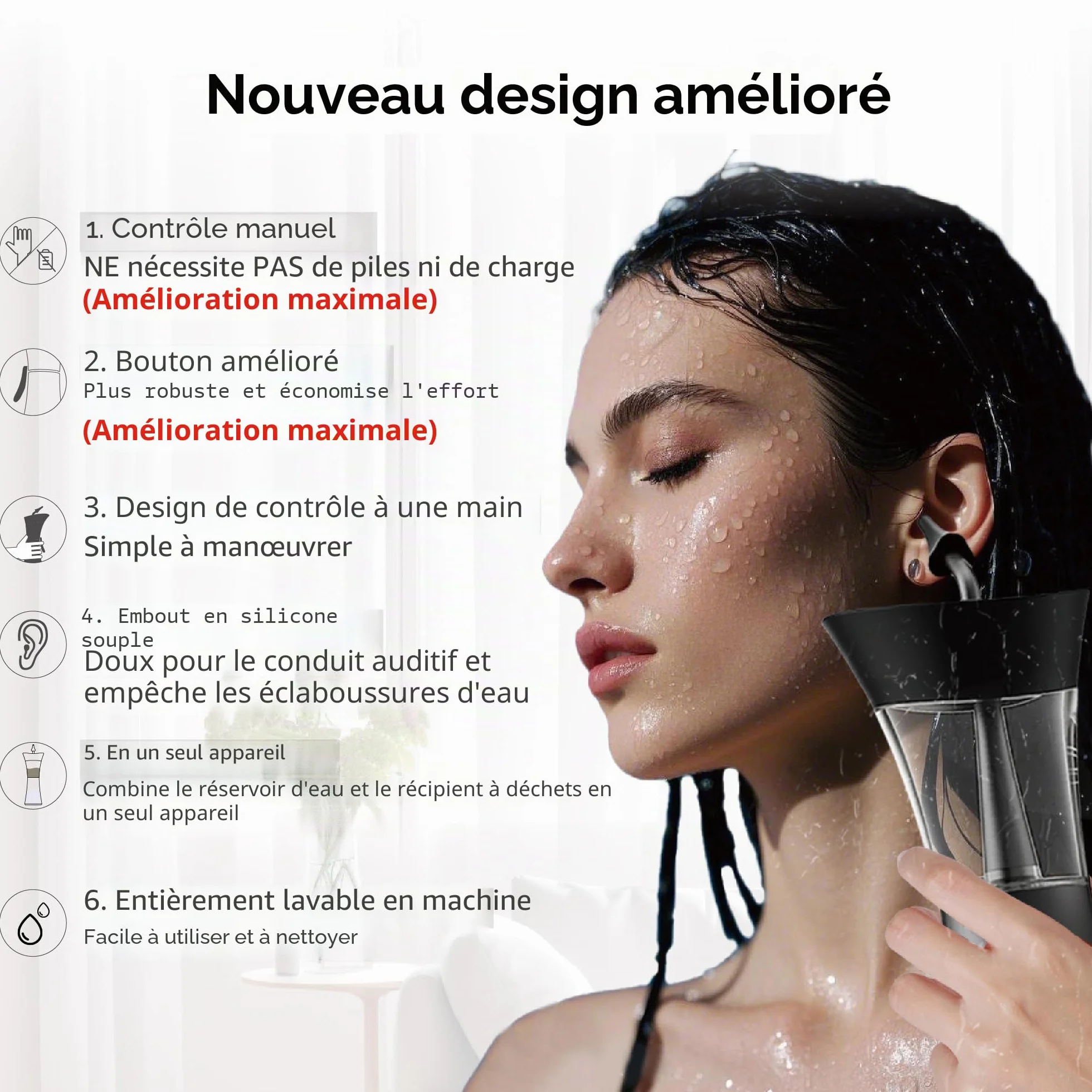 Kit de retrait de cérumen – Outil de nettoyage d'oreille à une main avec embout en silicone souple