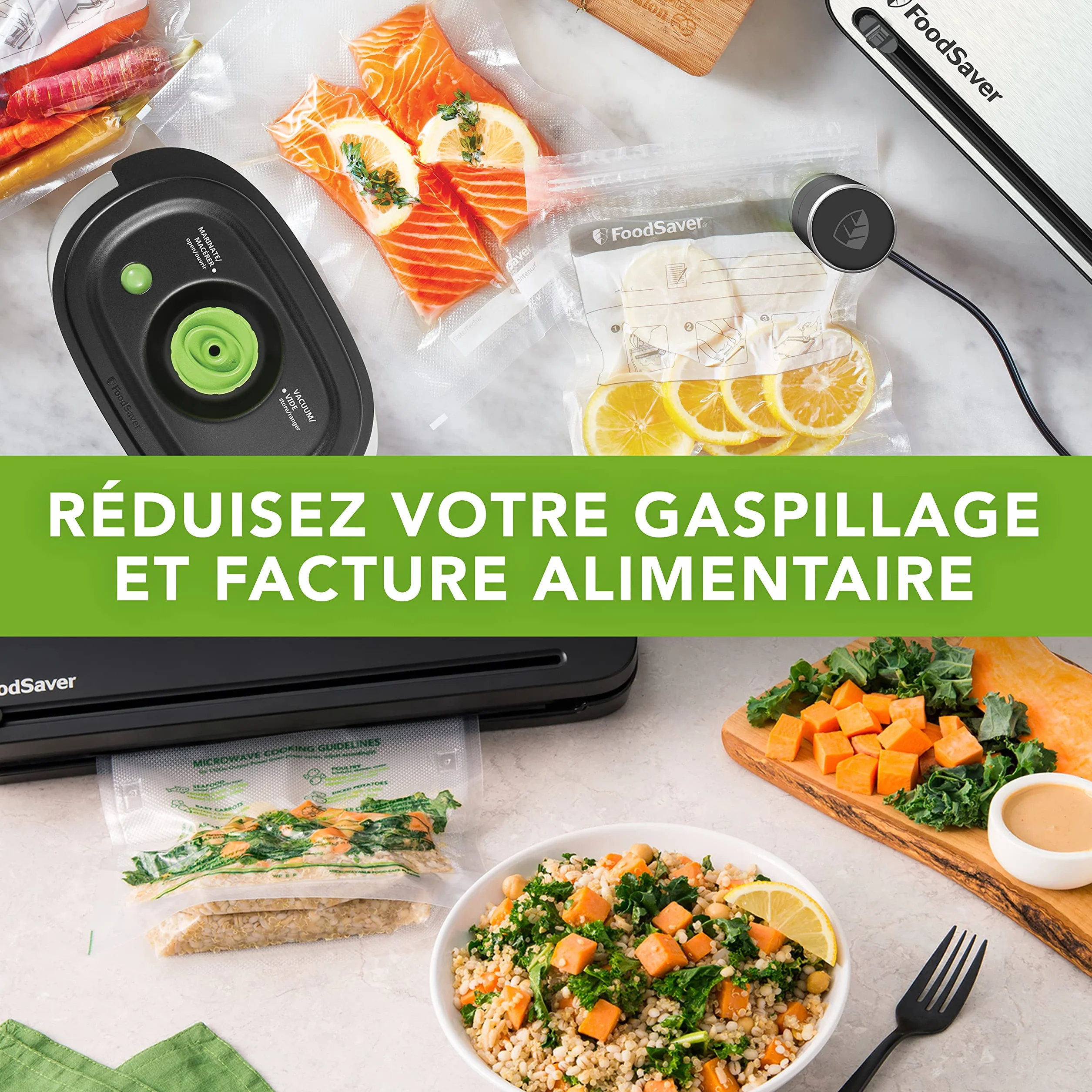FoodSaver Appareil de mise sous vide portatif sans fil VS1199X avec station de chargement et récipient