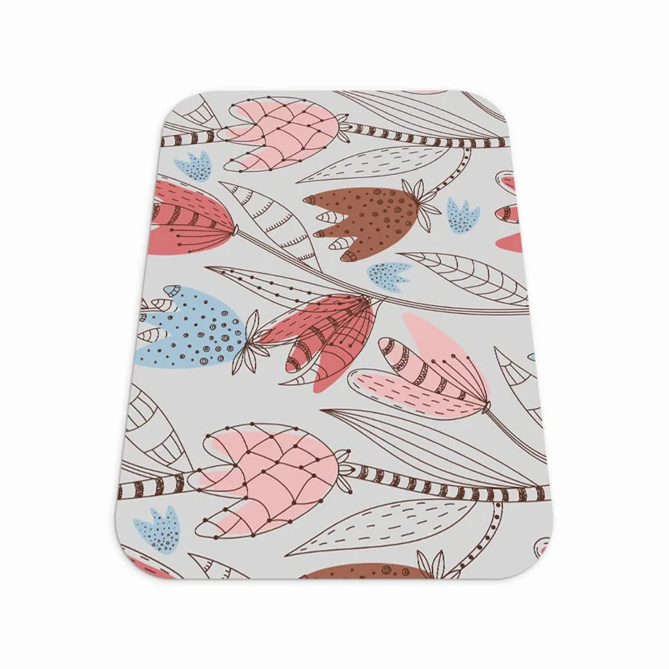 Coloray Tapis sous la Chaise 140x100 cm (arrondir 15 cm) Gaming Grand Tapis de Protection Vinyle - Contour de Fleurs