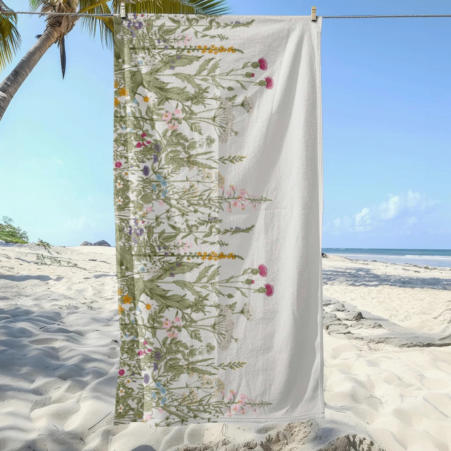 Tapis de Plage XXL Anti Sable Fleur Marron Serviette Piscine Adulte,Natte De Plage Pliable, Voyage Accessoires De Plage Camping,Serviette de Bain Personnalisée