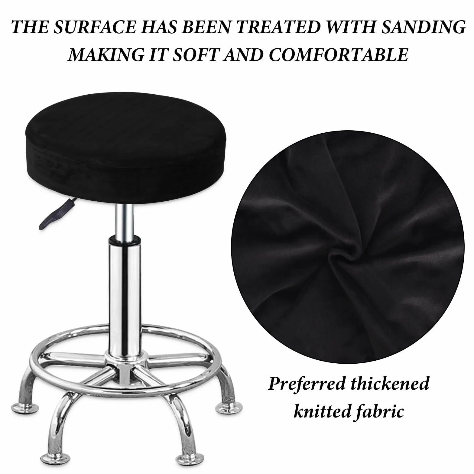 Housse Tabouret Rond Noir 30-40cm Extensible Lavable 2 Pièces pour Bar Restaurant