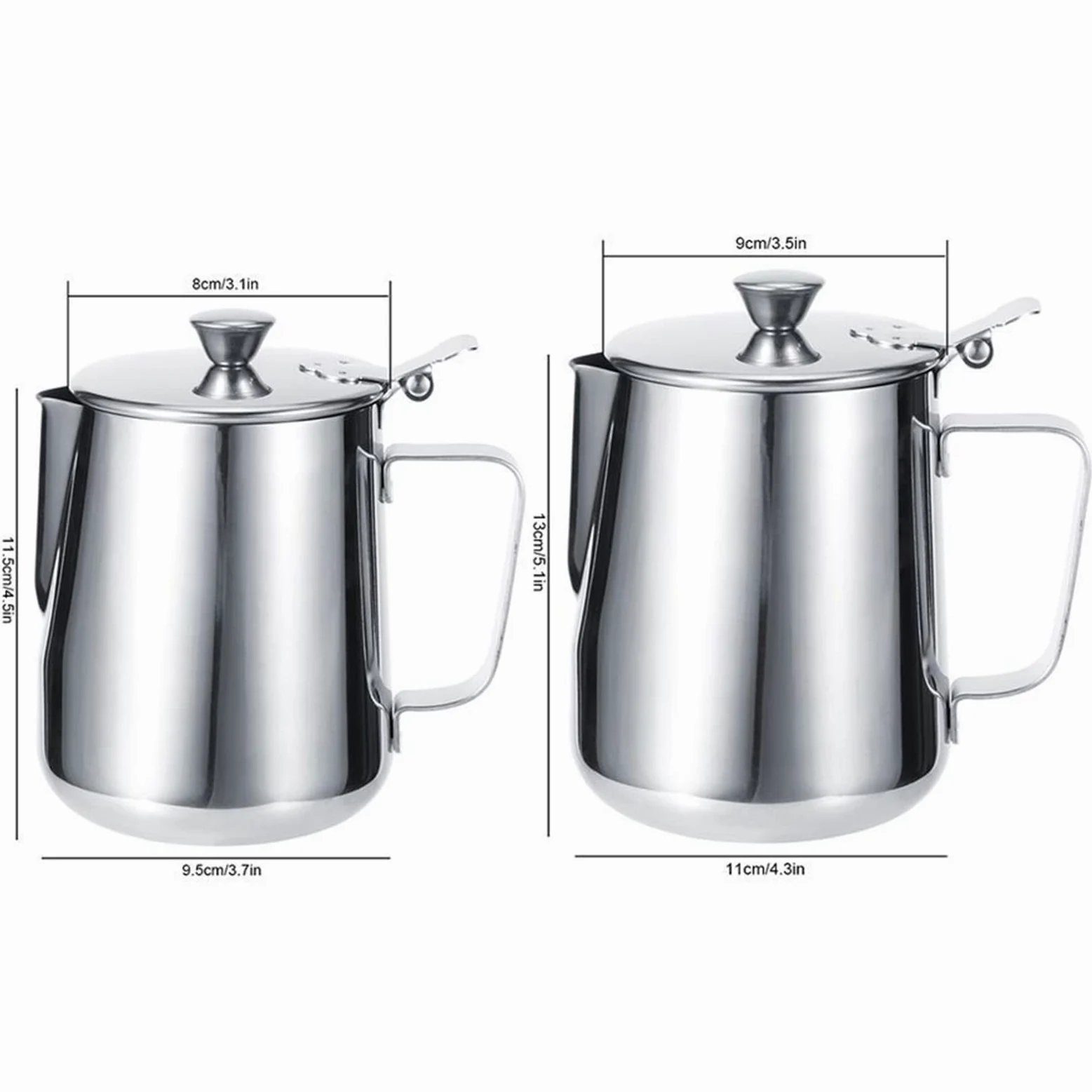 caihuashopping Pot À Lait 600 ML 1000 ML d'acier Inoxydable épaississant Le Lait Mousseux Tasse de Tasse d'artisture d'art Latte avec Une pichet de café Outil de café Pichet à Lait