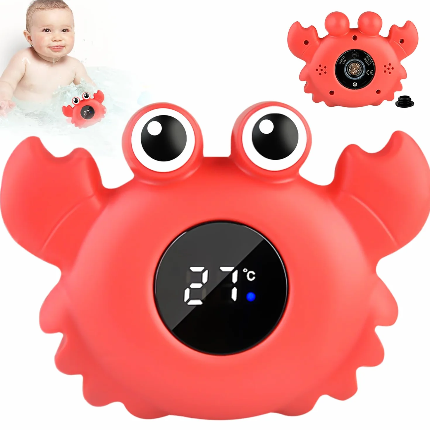 Nizirioo Thermomètre de Bain pour Bébé Numérique avec Voyant LED Avertissement Température