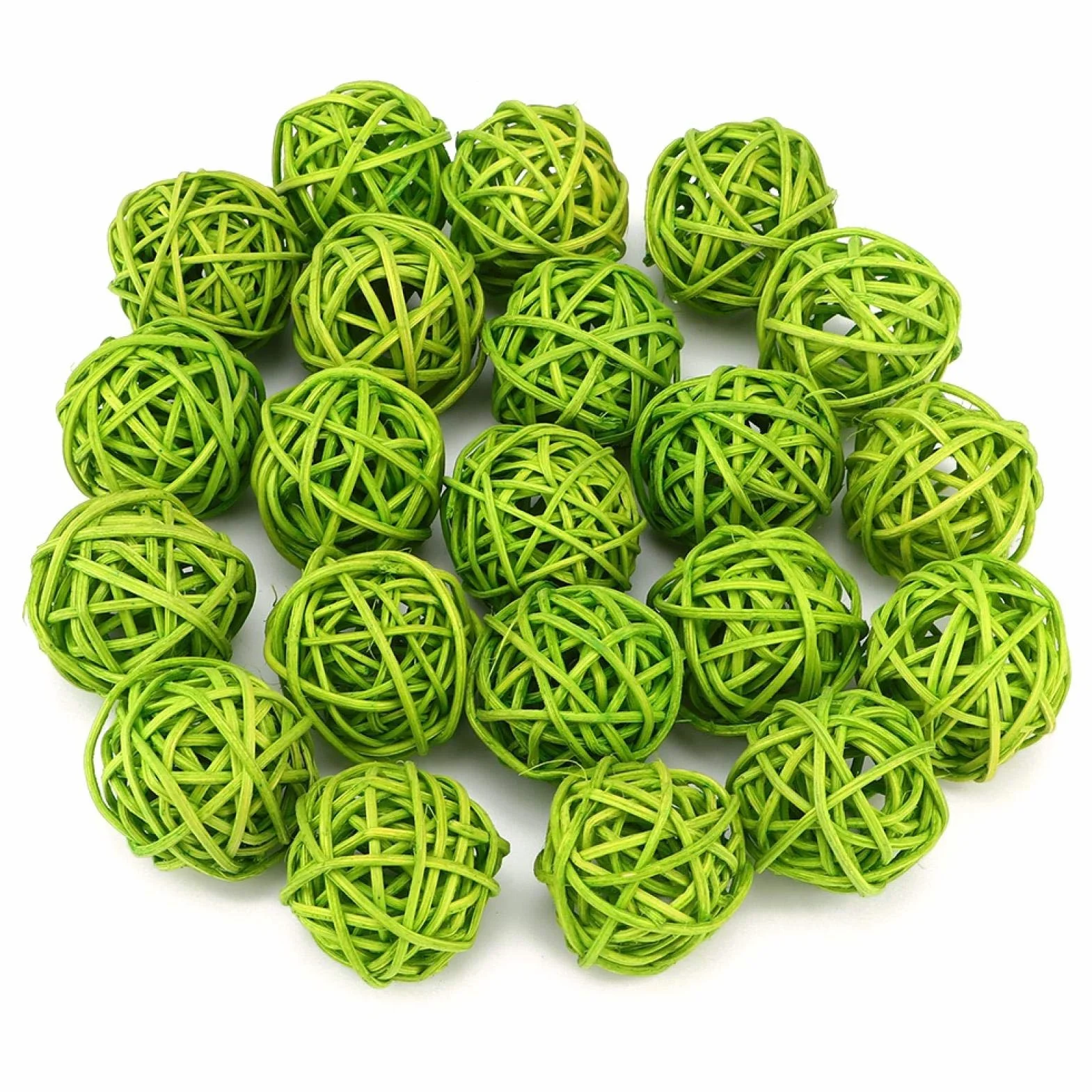 Boules de rotin en Osier, remplisseurs de Vase orbes décoratifs 20pcs Vert