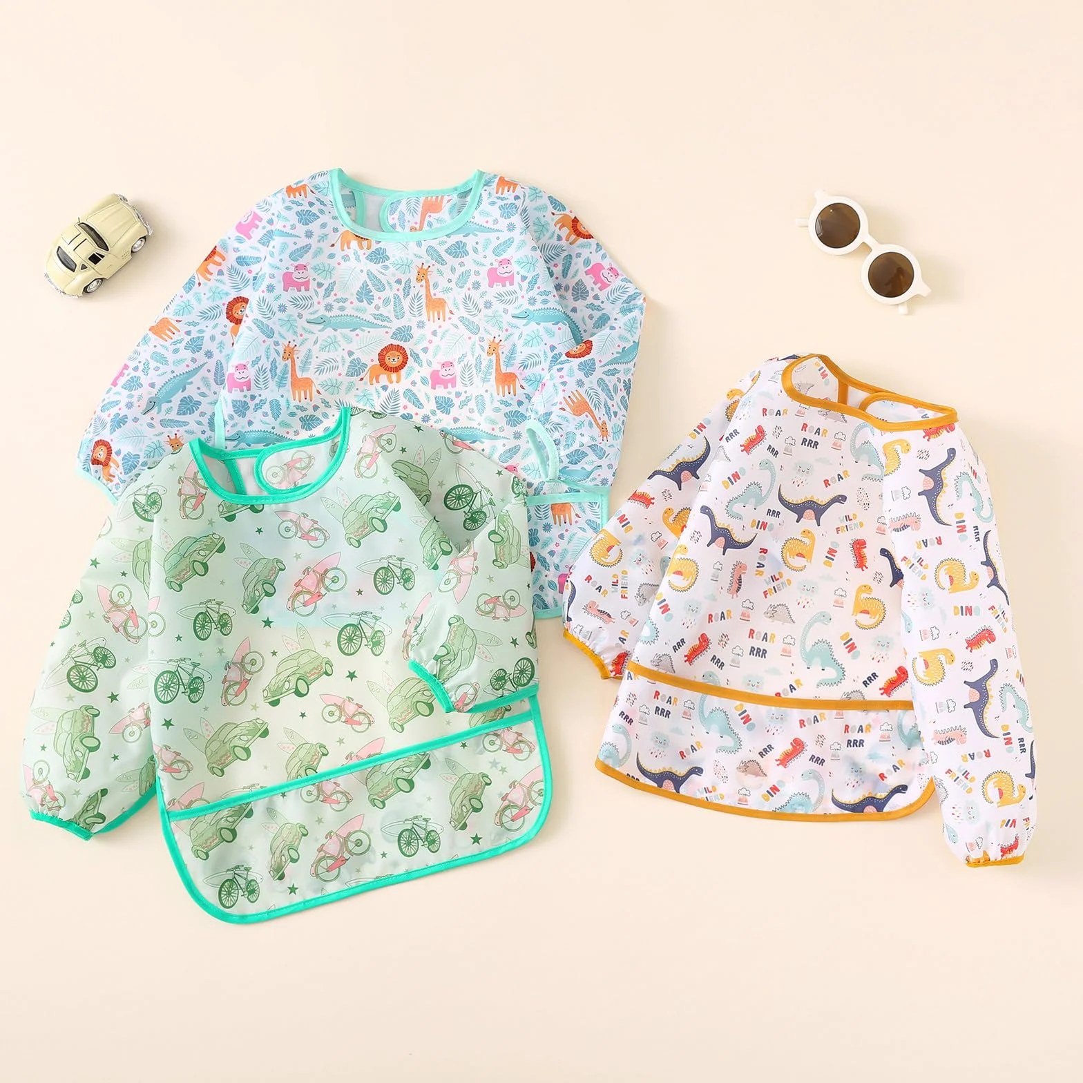 Bavoirs Manches Longues Lot de 5 Imperméable Bébé Enfant 5-30 Mois