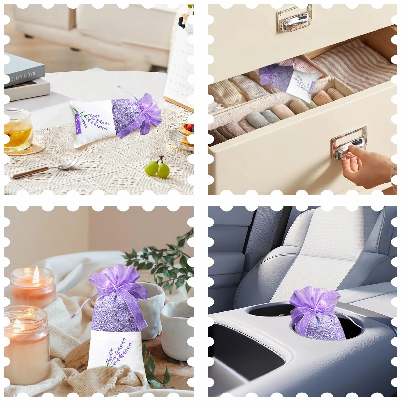 Sacs De Sachet De Lavande Vide 40 Pcs avec Cordon De Serrage Violet Pâle