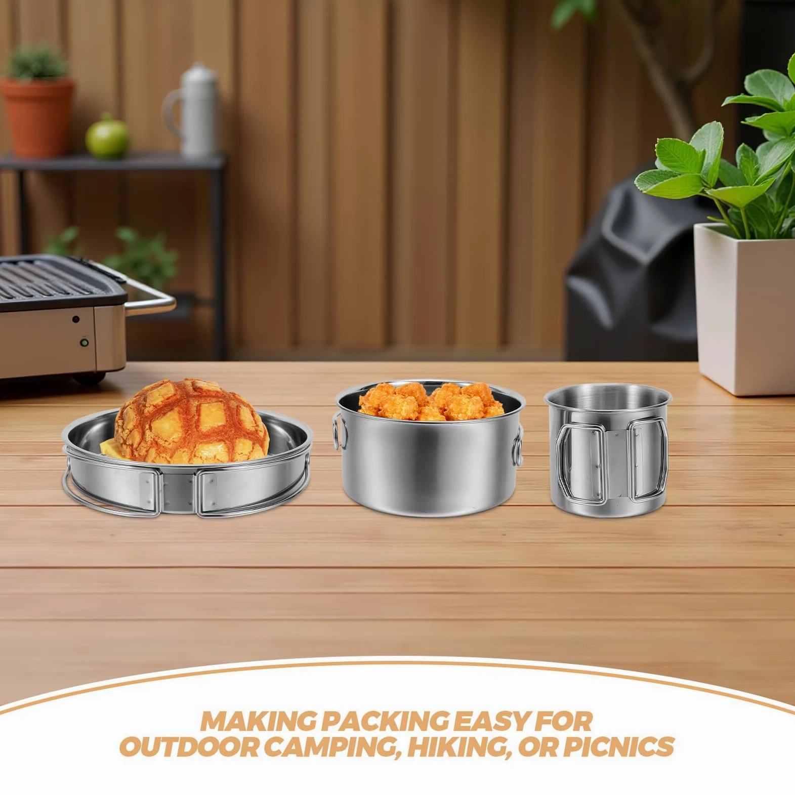 Alipis Set Couverts Camping Pliables Ensemble Vaisselle Pique- Extérieur Ustensiles Cuisine Randonnée Légers Portables