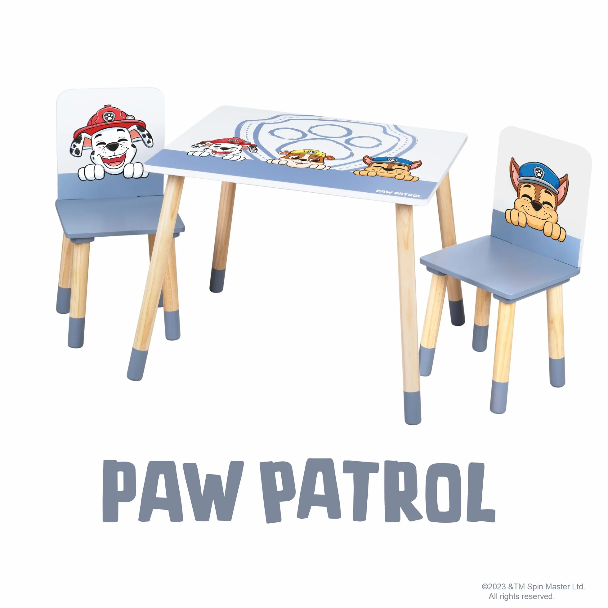 Lit Montessori Paw Patrol roba 70 x 140 cm avec Barrières de Sécurité pour Enfant Jusqu'à 7 Ans + Sommier et Linge de Lit Blanc/Motif Chiens