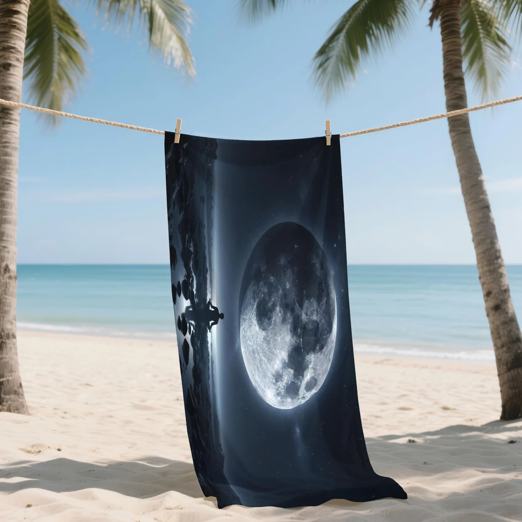 Serviette de Plage XXL Microfibre Lune Méditation Zen, Drap de Plage Séchage Rapide Anti Sable & Légère, Serviette de Bain Grande Taille 150x200 cm, Accessoire & Cadeau été