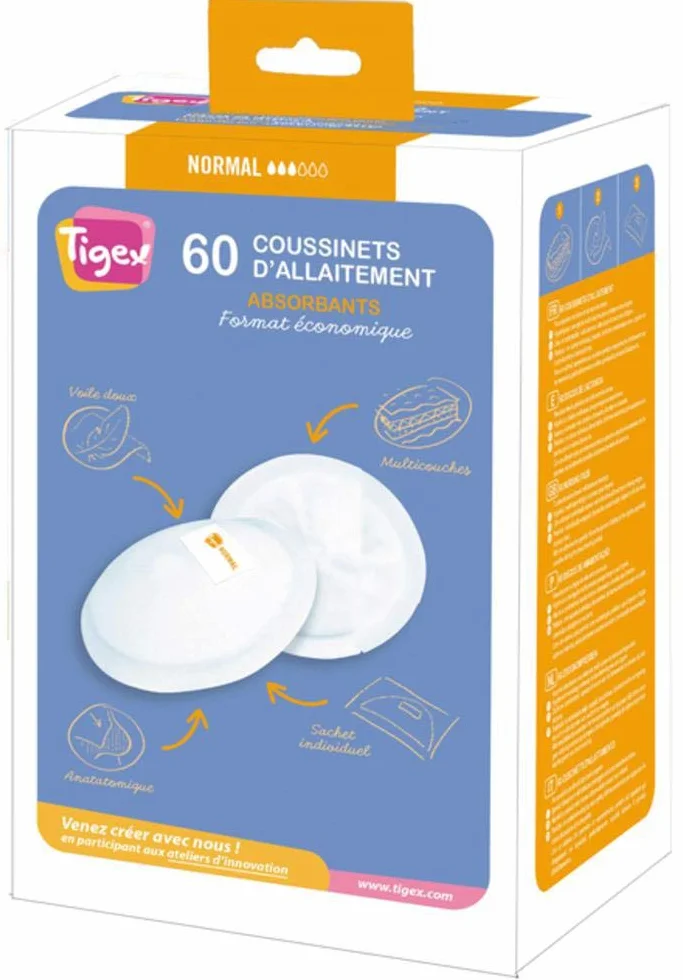 Tigex Coussinets d'allaitement Absorbants Lot de 60
