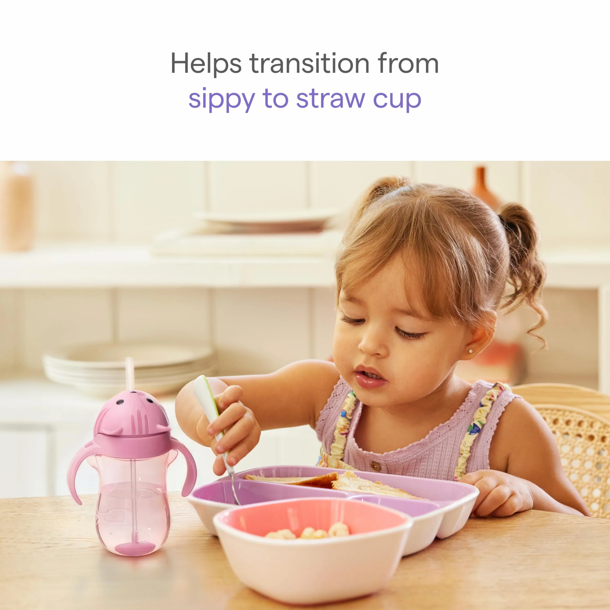 Munchkin Tasse d'apprentissage Any Angle 296 ml Chat avec paille lestée anti-fuite