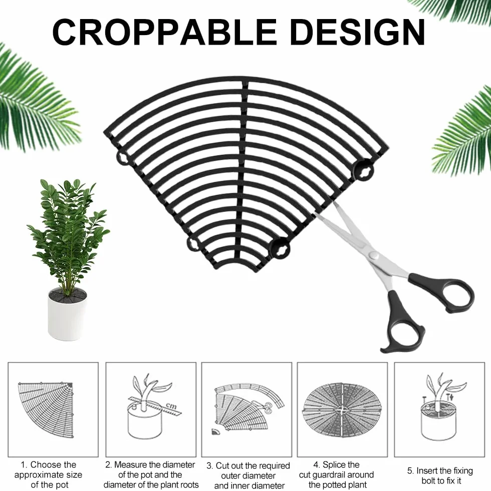 Grille Protection Plante Noir 30 cm Plastique Cache Pot Protège Pot de Fleur Chat
