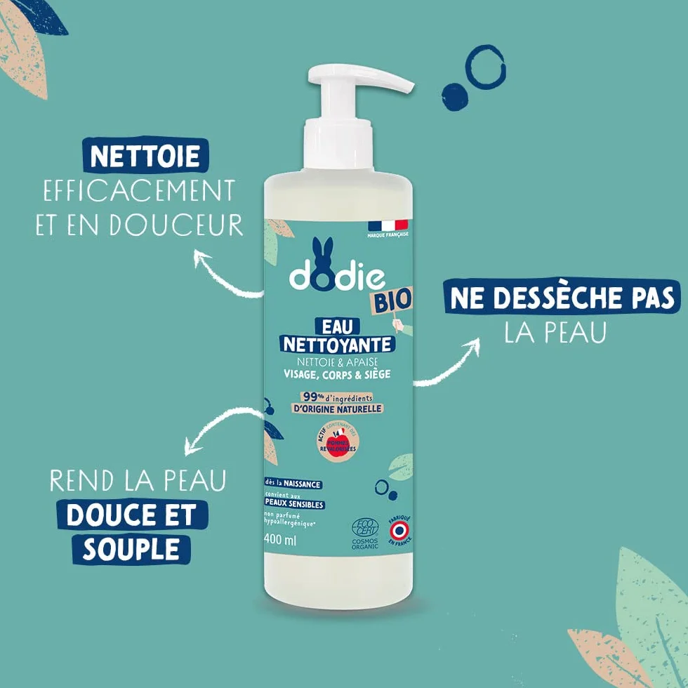 DODIE Eau Nettoyante Bio 400mL visage corps siège