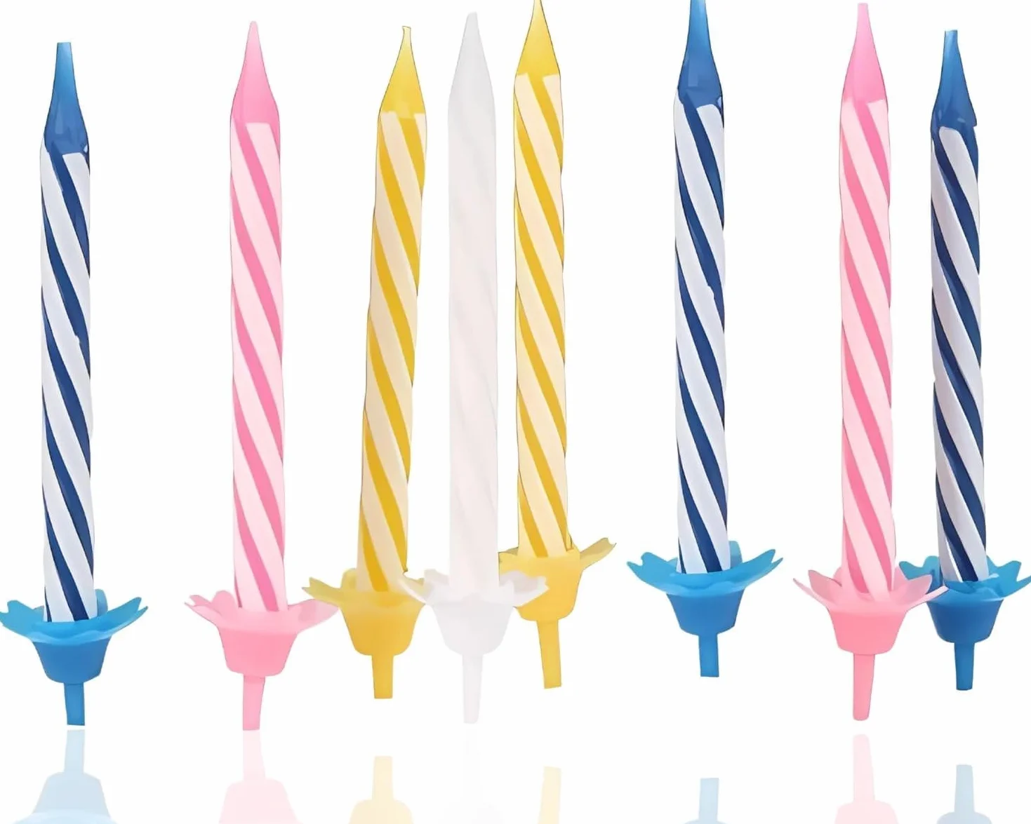 PARENCE Lot de 24 Bougies d'Anniversaire avec 12 Accroches pour Gâteaux