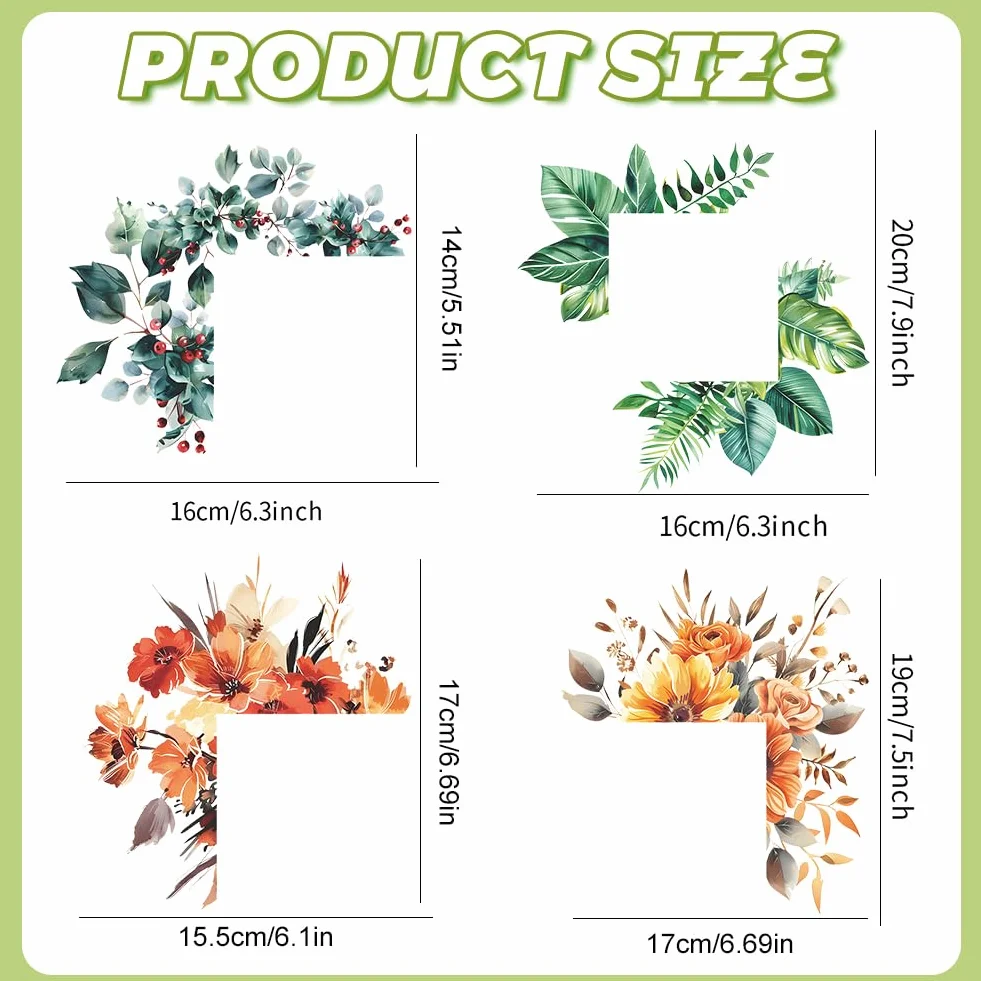 SwirlColor Autocollant Interrupteur Mural Imperméable 4 Pièces Décoration Saisons Plante Salon