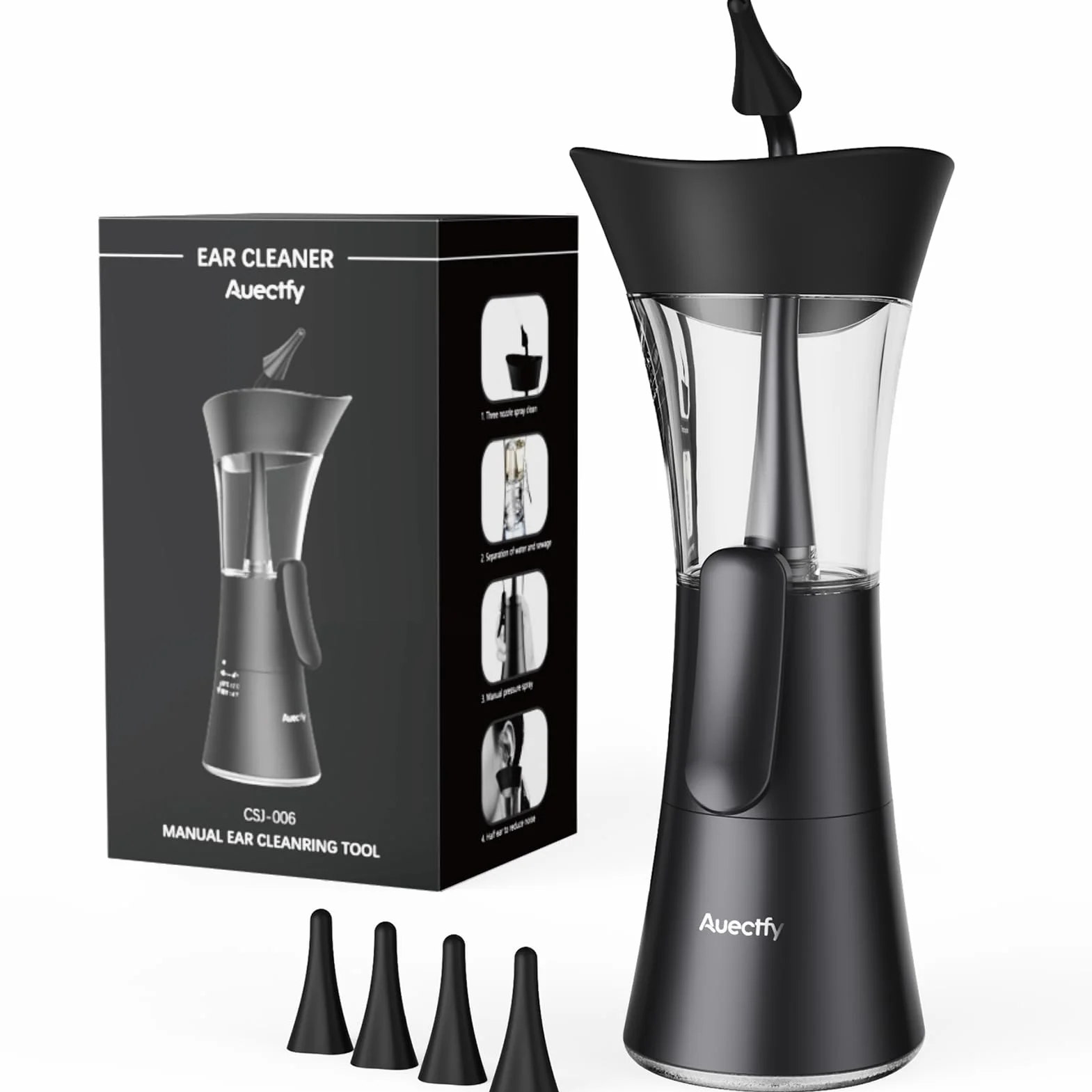 Kit de retrait de cérumen – Outil de nettoyage d'oreille à une main avec embout en silicone souple