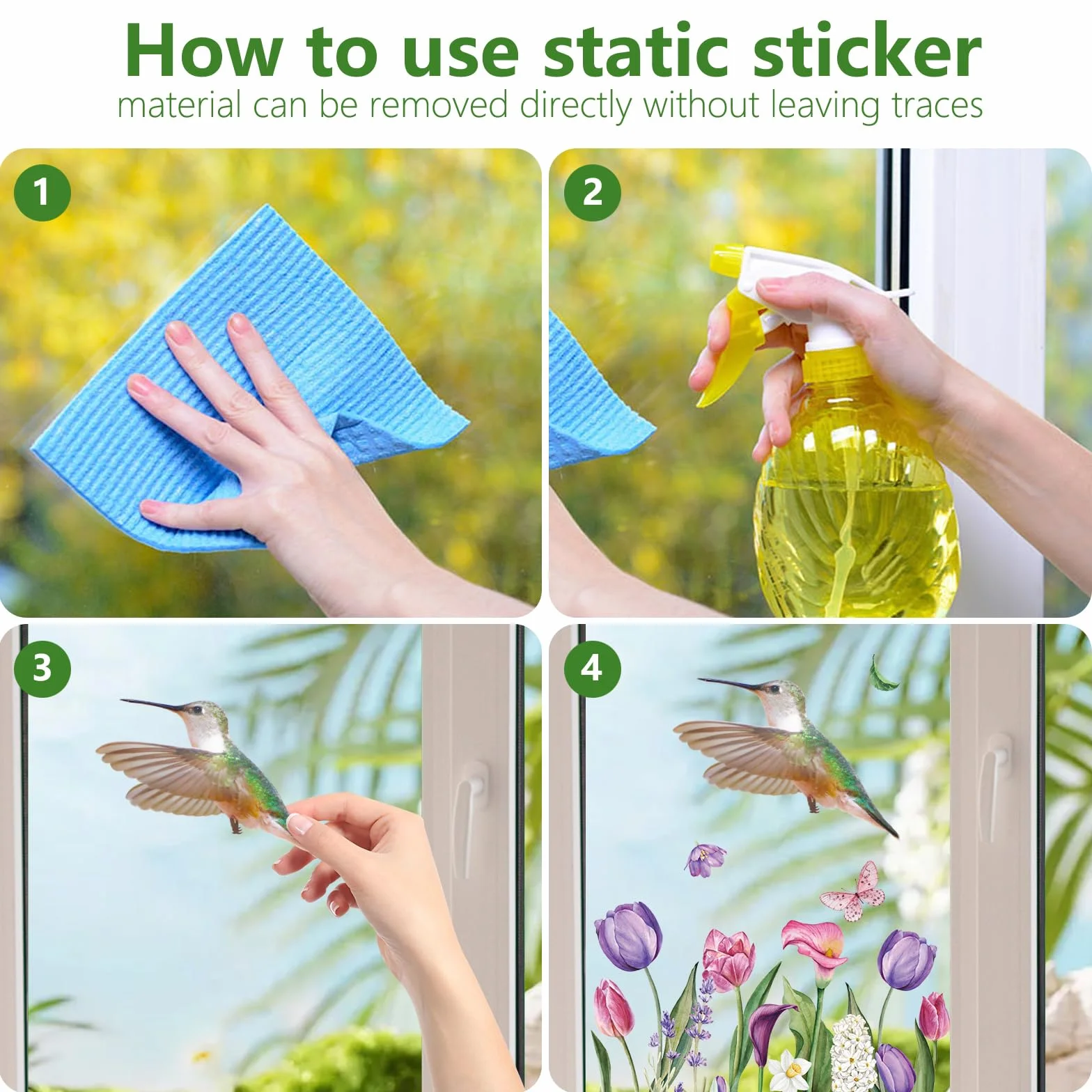 Autocollants de Fenêtre Printemps 76Pcs Hianjoo Anti-Collision Film PVC Décoration