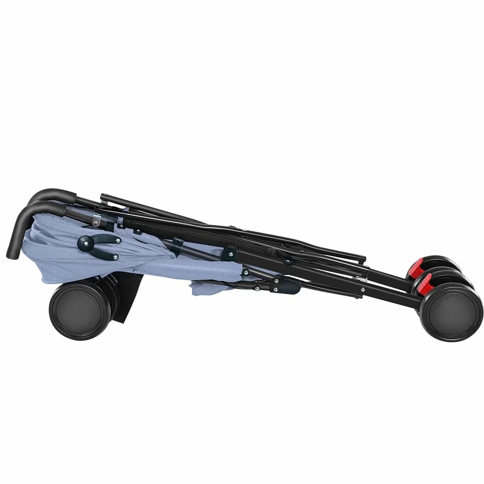 Poussette 3 en 1 Trio Canne Bébé Landau Grandes Roues 25kg Bleu