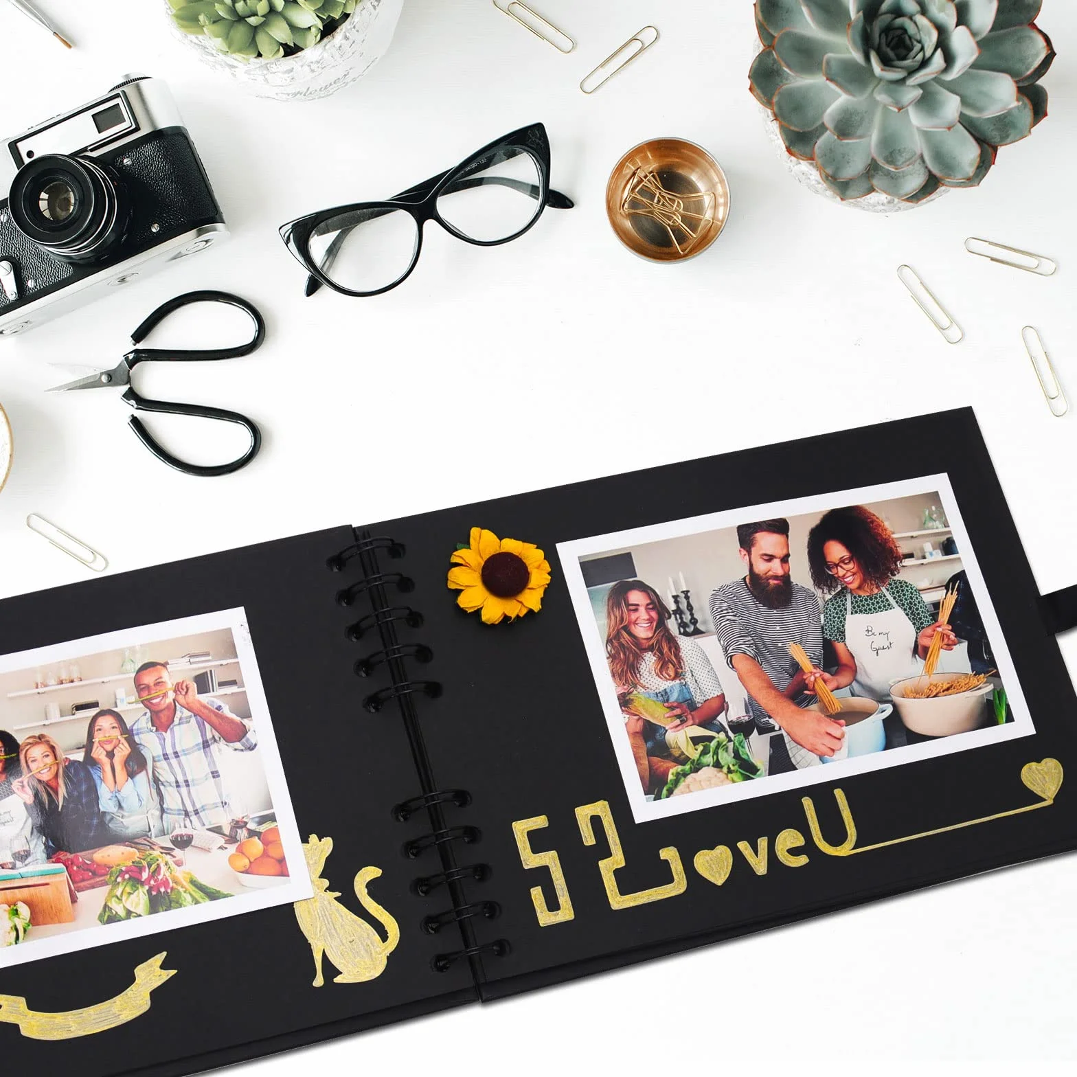 Album Photo Scrapbooking 10x15 Fait à La Main 40 Pages DIY Noir