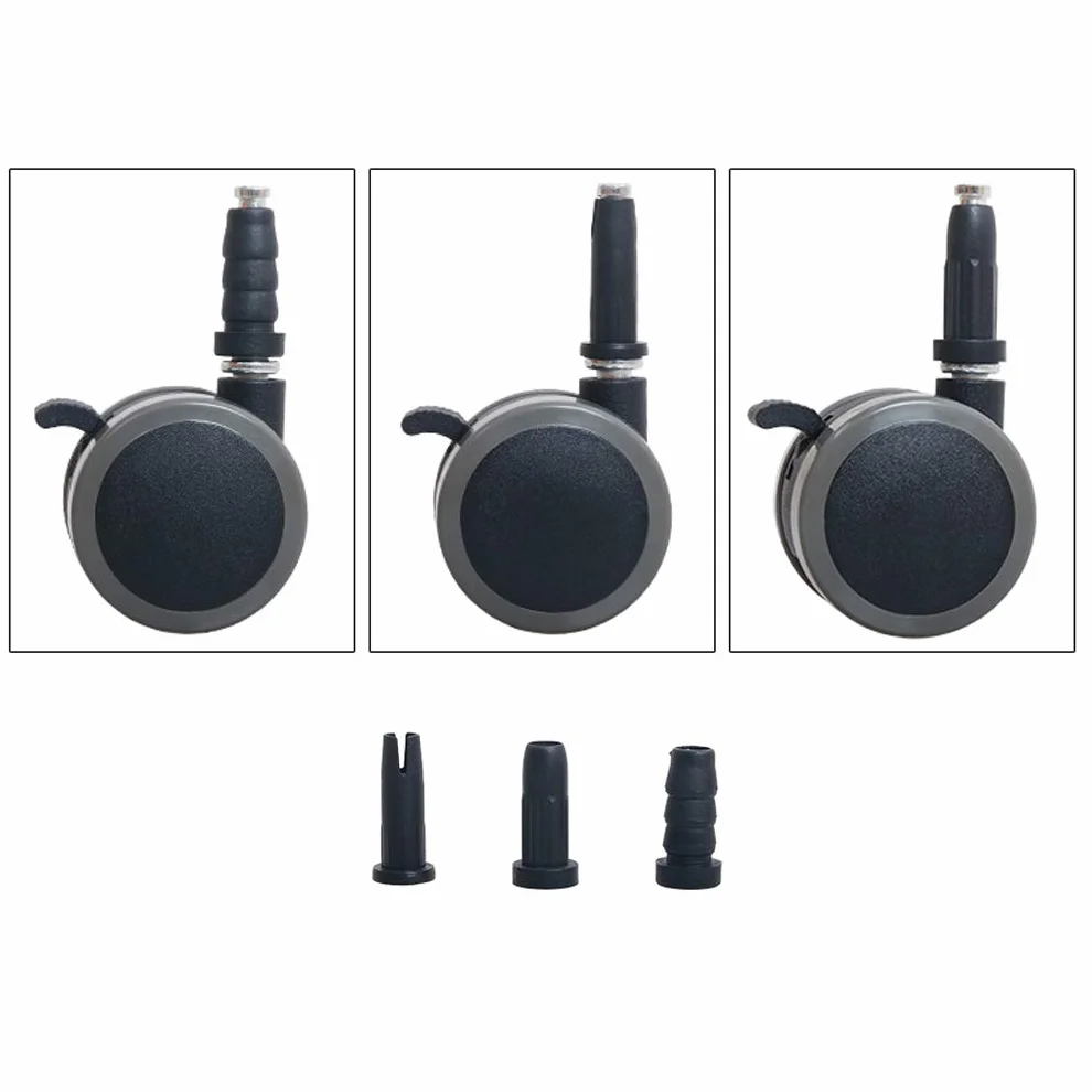 Roulettes de Lit d'enfant en Nylon, Roues Pivotantes avec Frein, 2" Double Roue, Charge 120kg, Silencieux, Tige M8x38mm, Noir