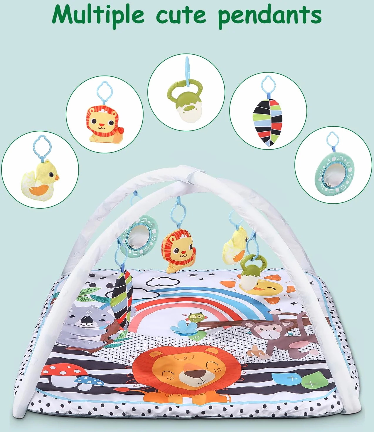 Tapis de Jeu pour bébé 0-6 Mois avec Arche réglable Gymnase développement cognitif