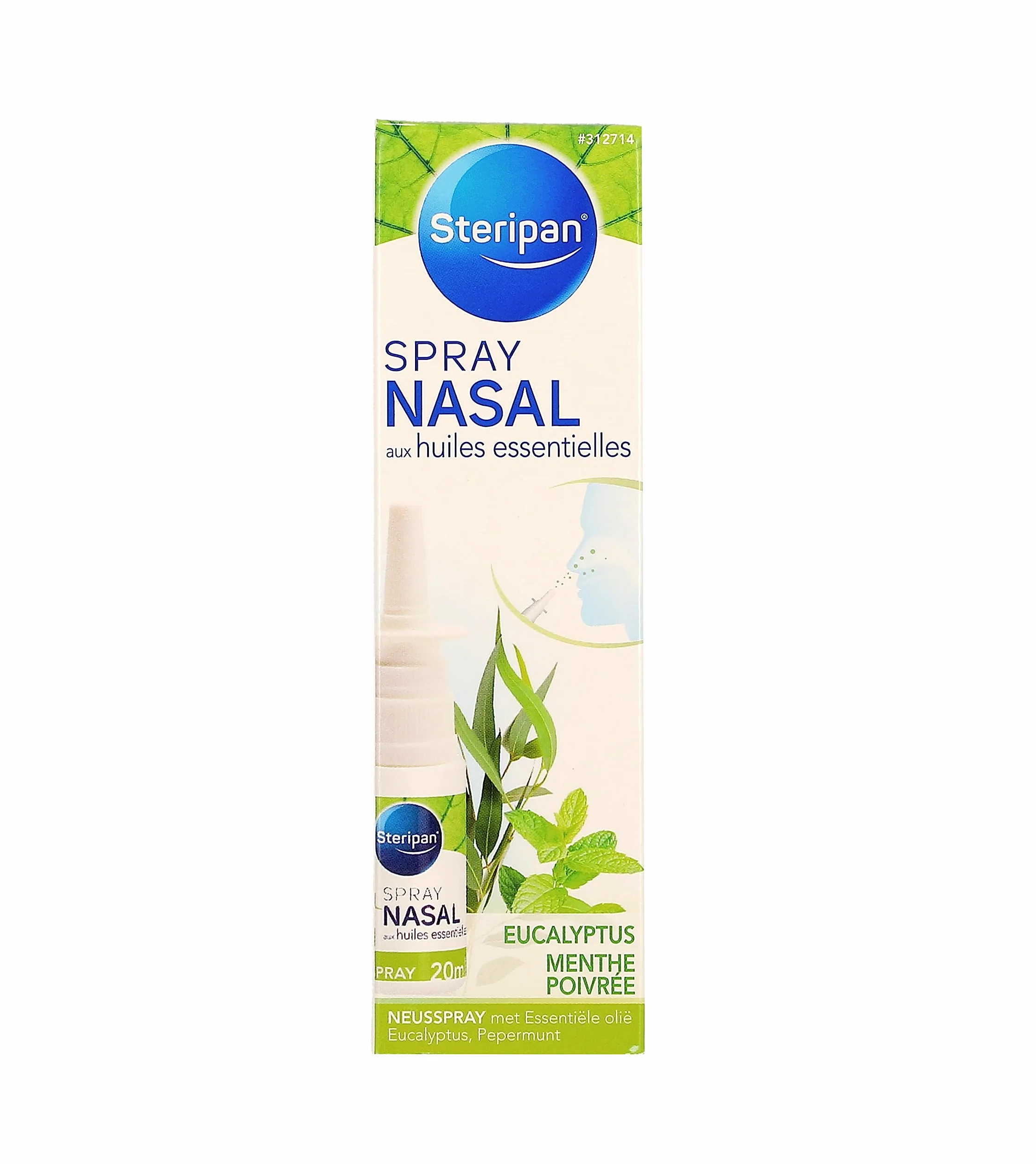 Spray Nasal Décongestionnant Aux Huiles Essentielles Eucalyptus Menthe Poivrée 20ml