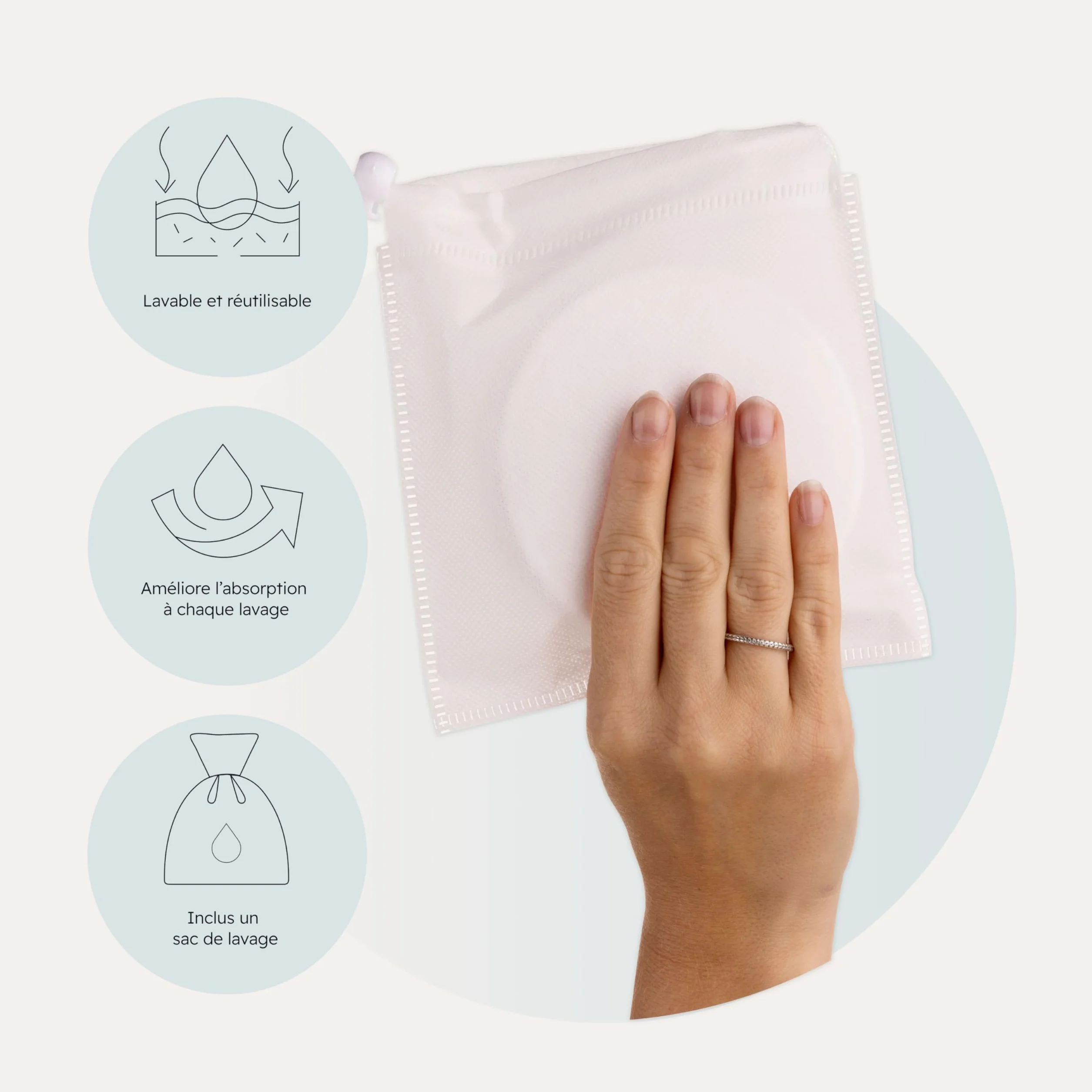 Carriwell Coussinets d'Allaitement Lavables en Coton Bio – Réutilisables, Absorbant, Anti-Fuites
