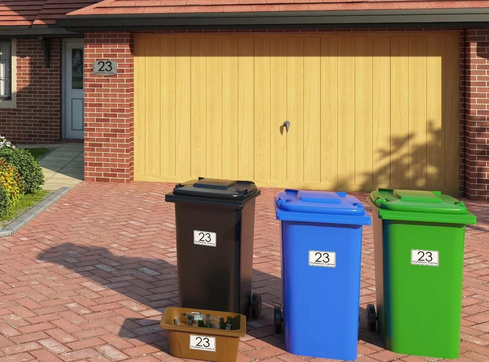 Lot de 2 Étiquettes Personnalisables pour Poubelles avec N° de Maison et Nom de Rue Autocollants sur Mesure