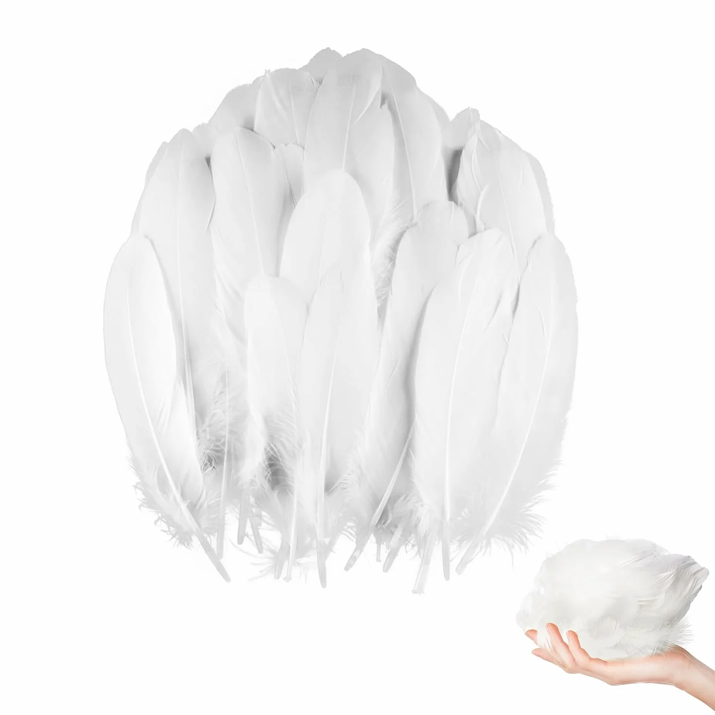 JOYOLA 100 Plumes Blanches Naturelles d'Oie pour Décoration DIY Mariage Noël