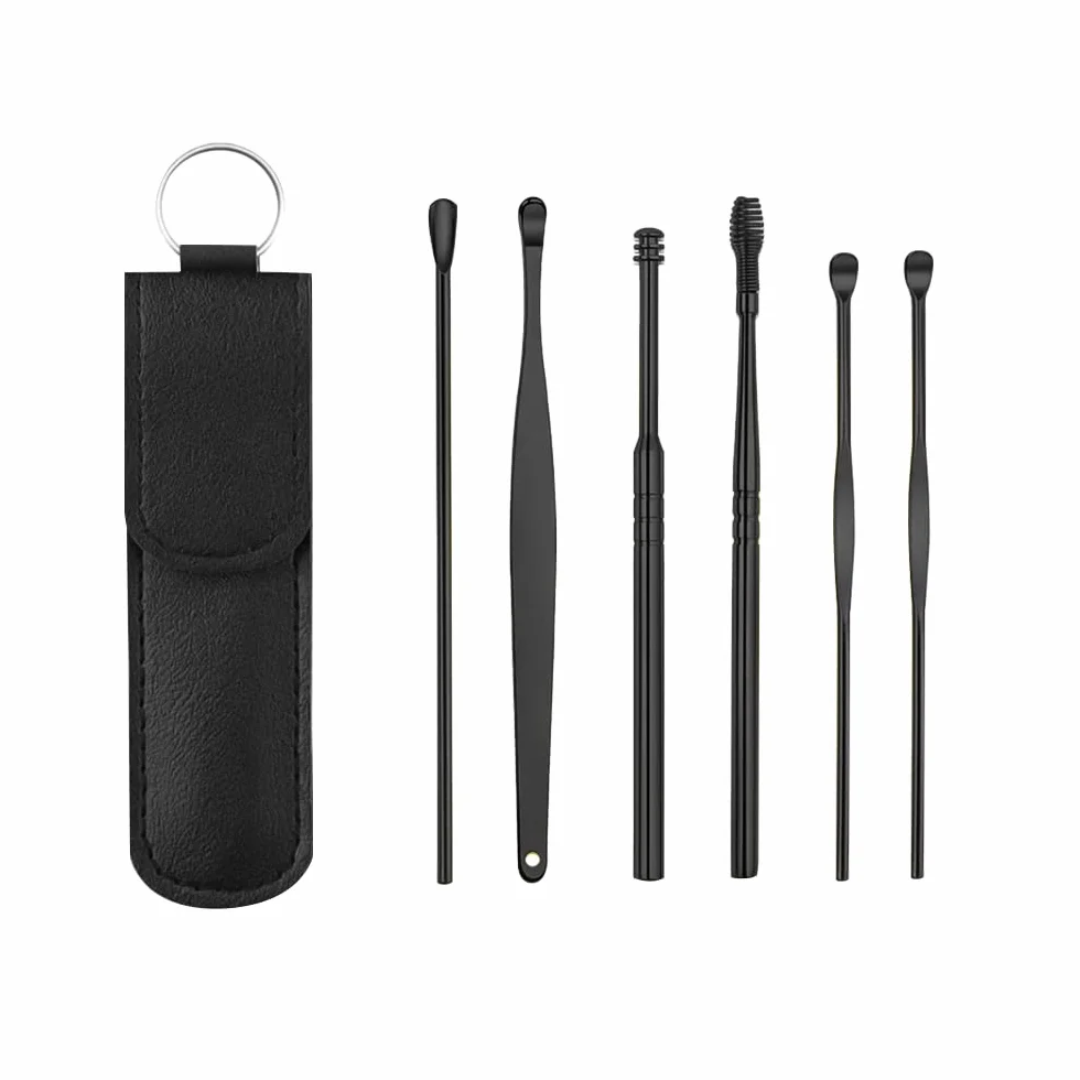 Nettoyeur D'oreille 6 Pcs Kit Ear Wax Cleaner en Acier Inoxydable Portable
