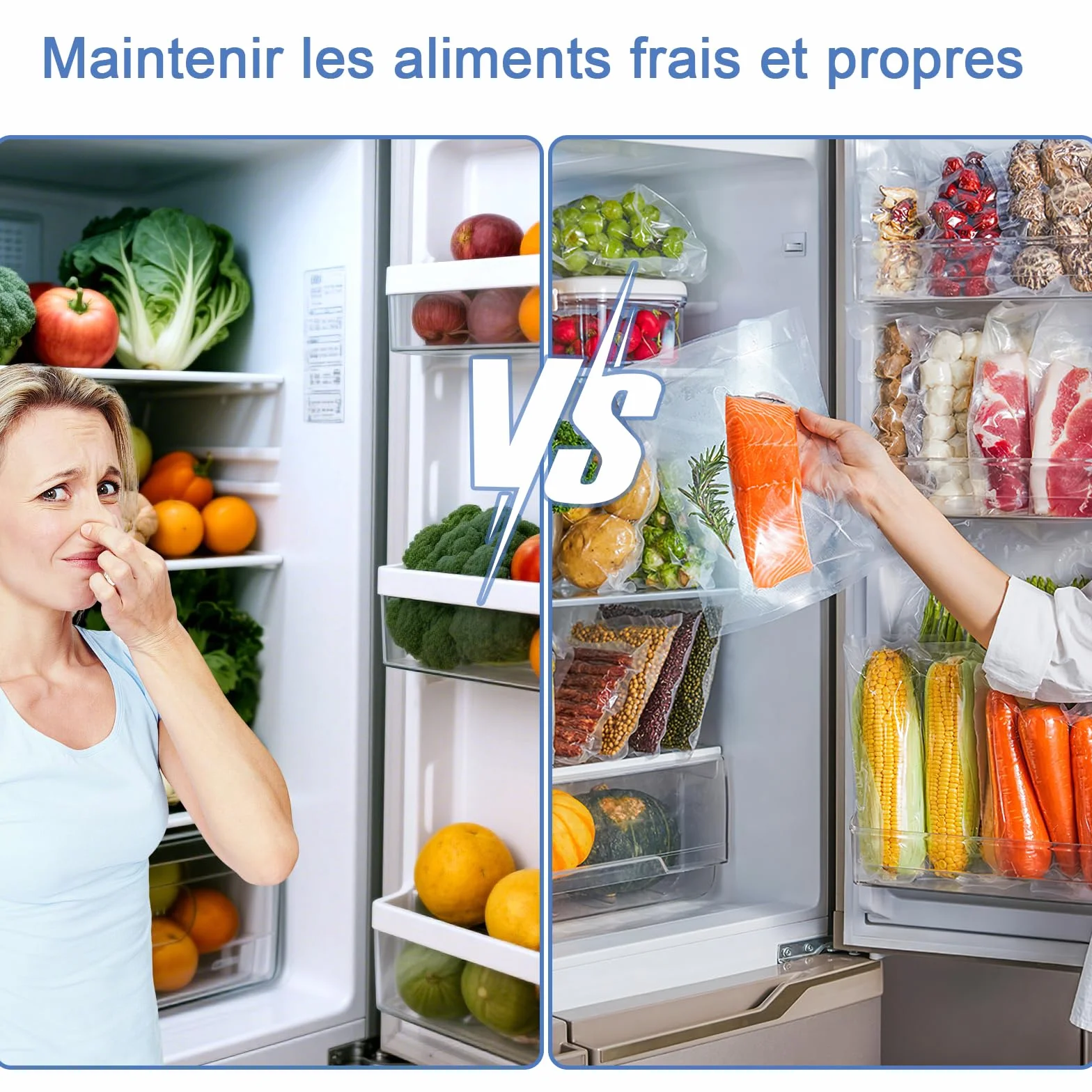 Machine Sous Vide Alimentaire 7 en 1, Automatique Secs et Humides, Professionnel avec Couteau de Coupe, 20 Sacs et Tube
