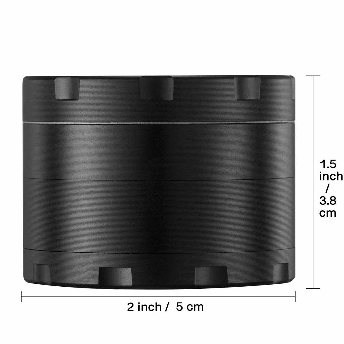 Moulin Broyeur à Herbes 2 Pouce en Alliage de Zinc 4 Pièces avec Pollen Catcher Noir