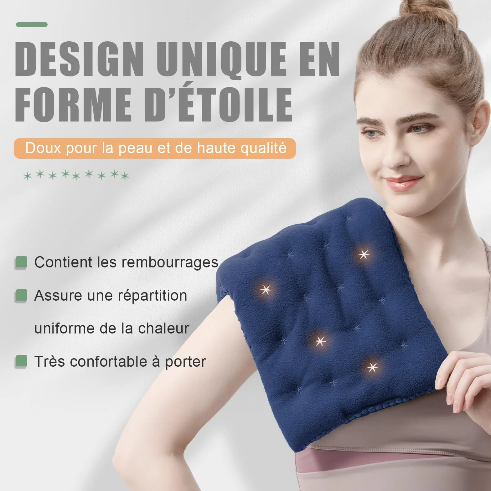 Coussin Chauffant Micro Onde Bouillotte Graine Lin Noyaux Cerises 38x23cm 840g