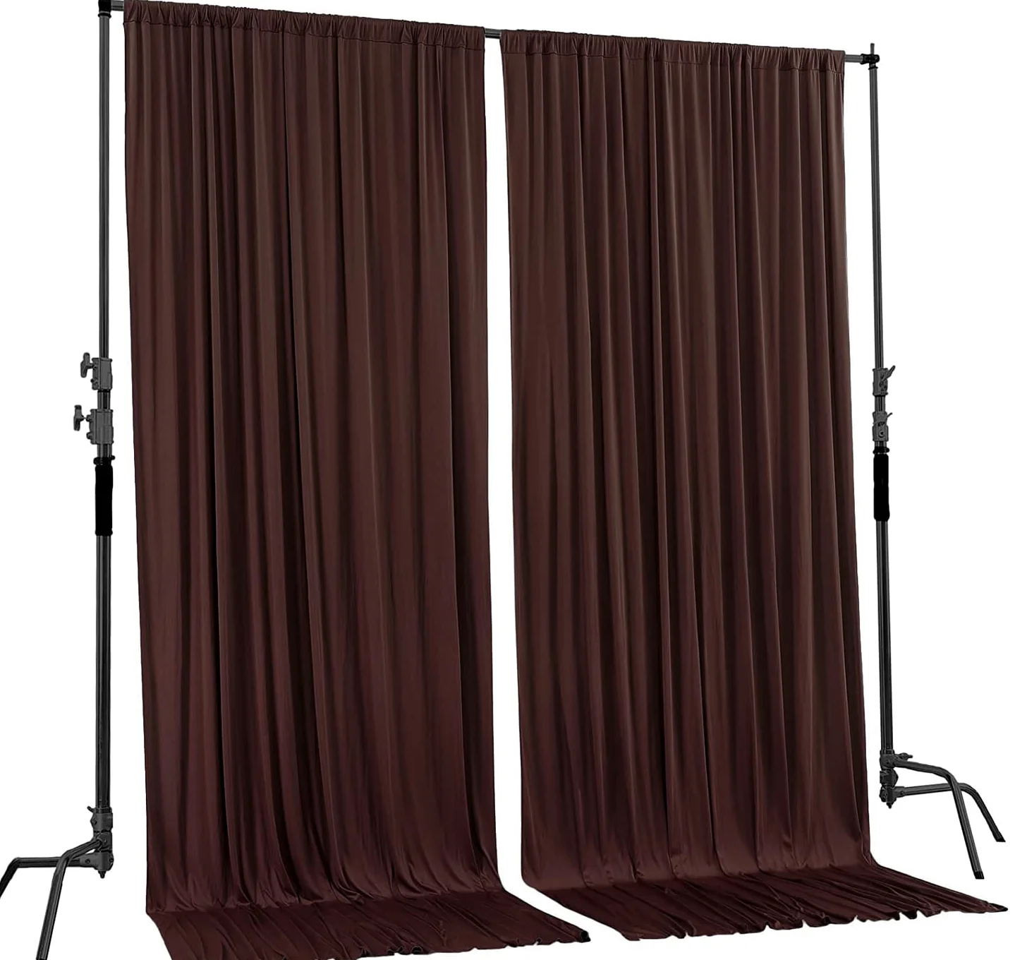 AK TRADING CO. Rideaux de Fond en Polyester avec Passe-Tringle - 3 x 3 m - pour cérémonie de Mariage, fête, décoration de fenêtre - Marron