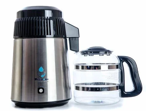 Megahome INOX 316, Distillateur d'eau de Mer, carafe en verre, bec porcelaine