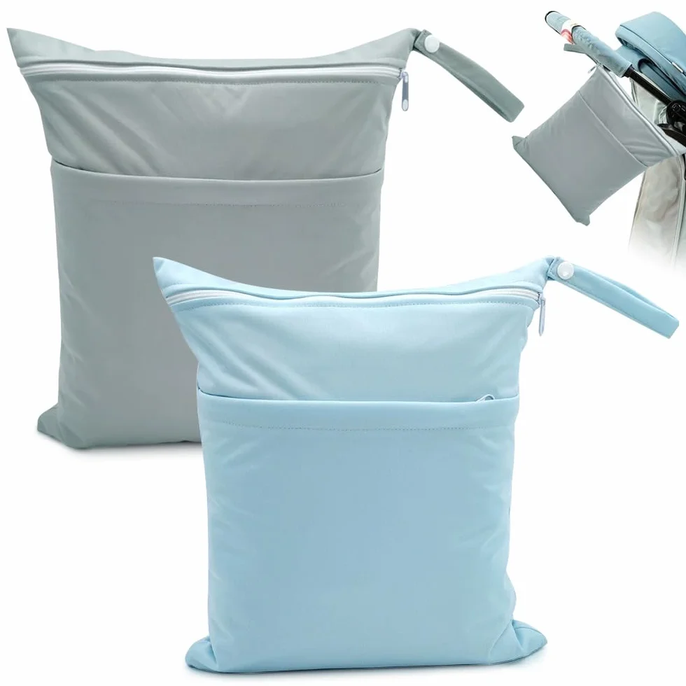 Lot de 2 Sacs étanches réutilisables pour Natation avec Double Fermeture éclair, Sac de Piscine Voyage Plage