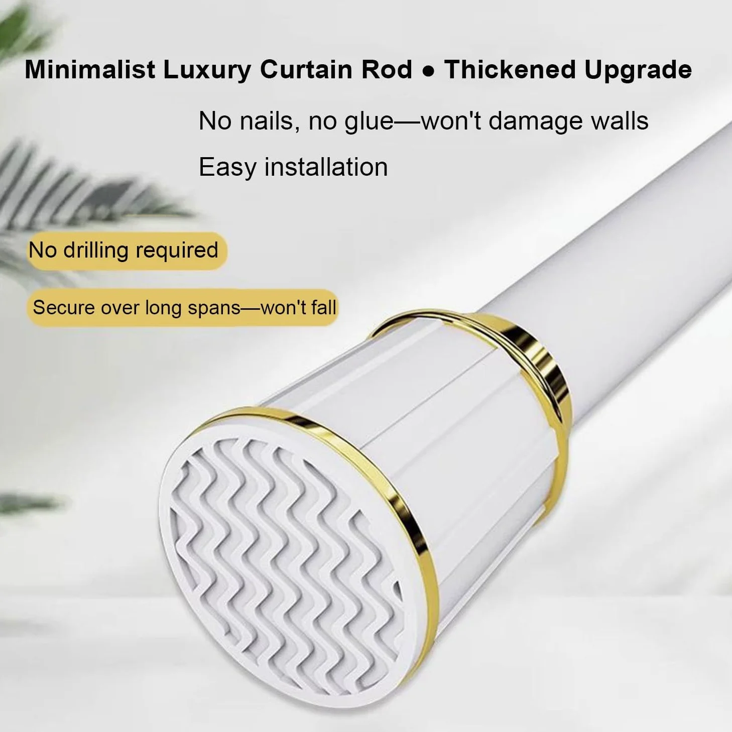 Tringle à rideau télescopique réglable de 40 à 500 cm, robuste sans perçage, pour la maison, la chambre, la salle de bain, le balcon (blanc, 1,6 m à 2,5 m)