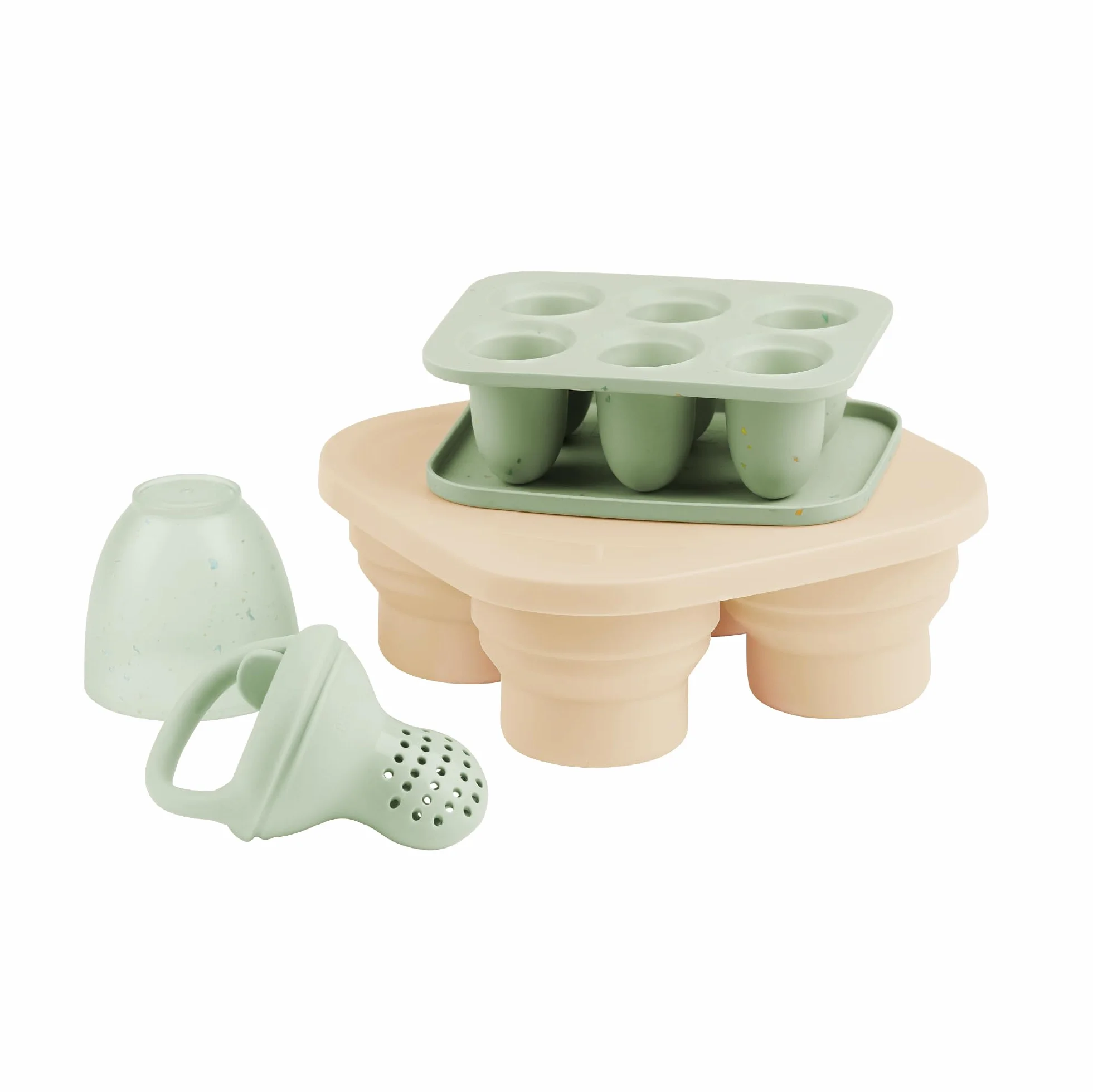 Babymoov Bacs Glaçon Bébé Diversification Alimentaire + Grignoteuse - Moule Silicone Premium