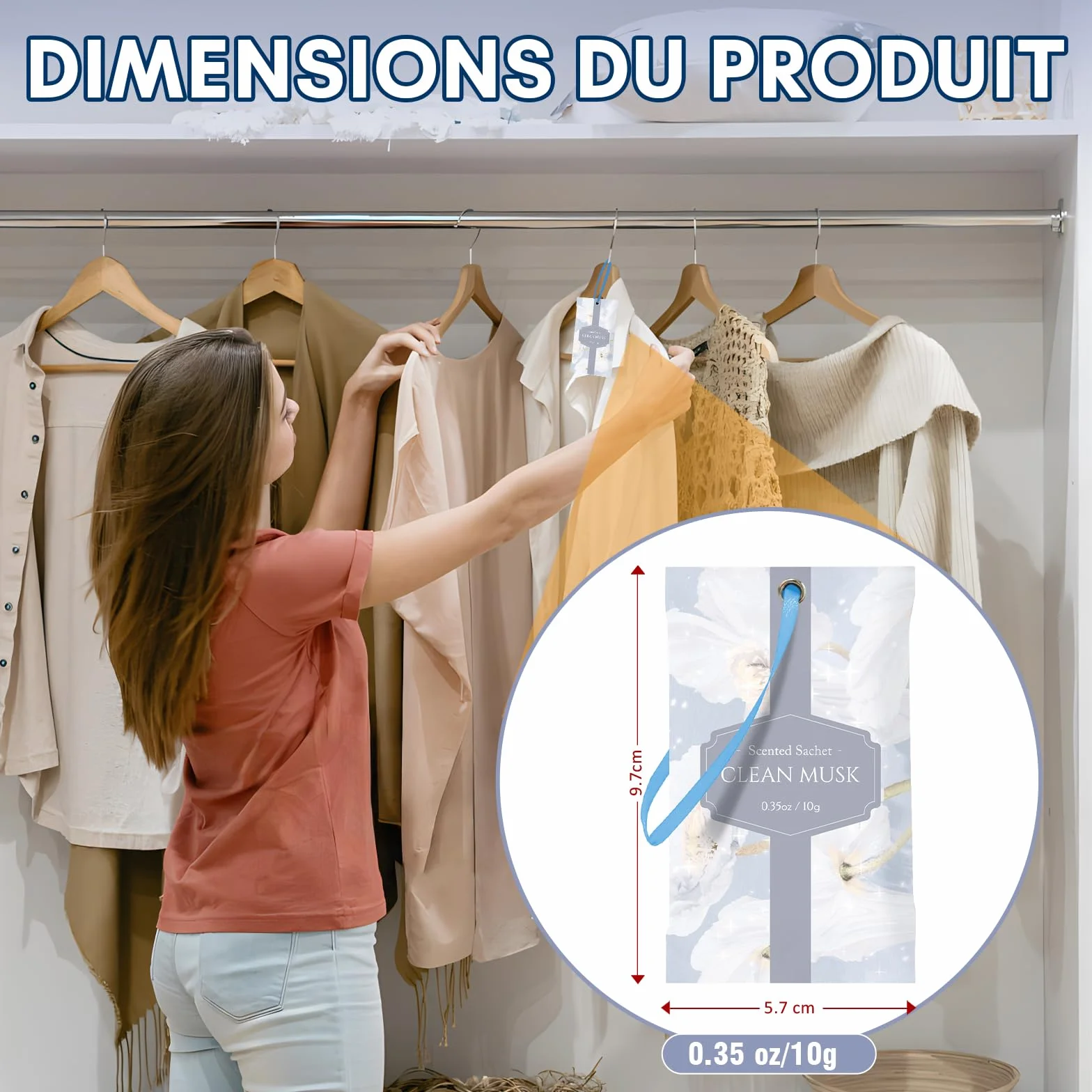Sachet Parfumé Armoire Musc Propre 14 Sachets pour Armoire et Linge