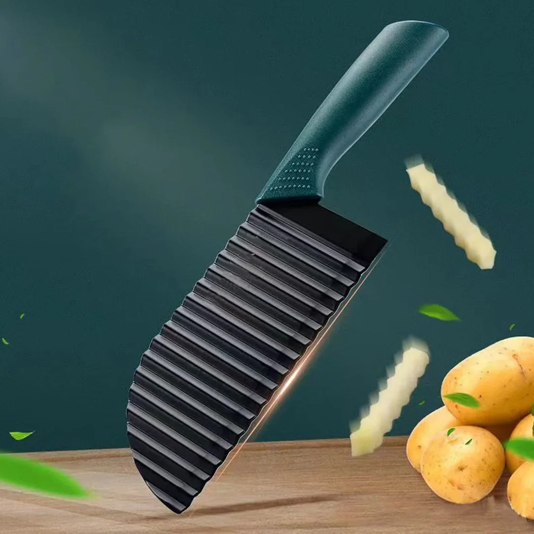 Couteau à Frites en Acier Inoxydable 304, Trancheuse Ondulée