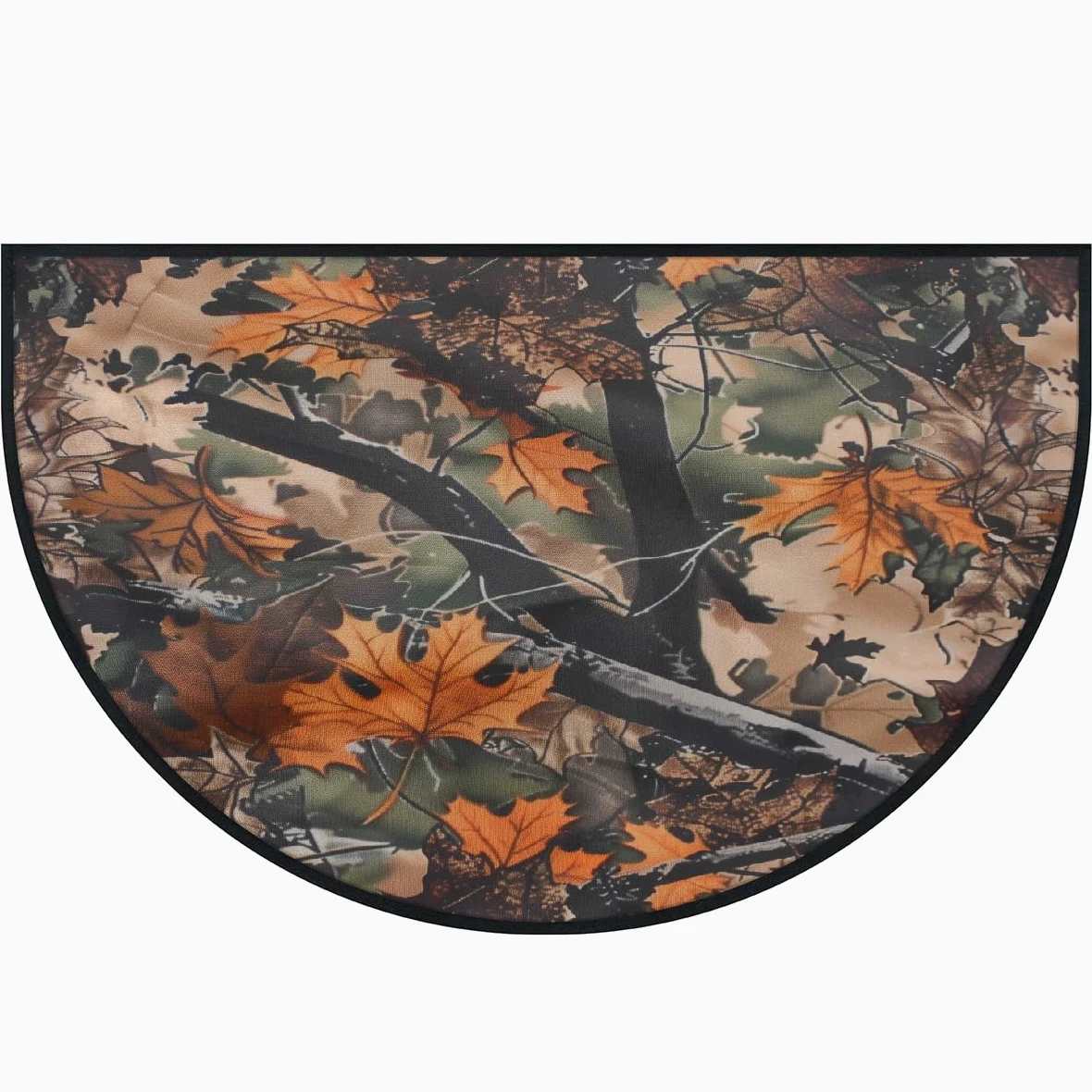 Mexpekil Paillasson demi-lune motif feuilles d'automne camouflage pour intérieur et extérieur, antidérapant, lavable, absorbant, anti-saleté, 100 x 160 cm