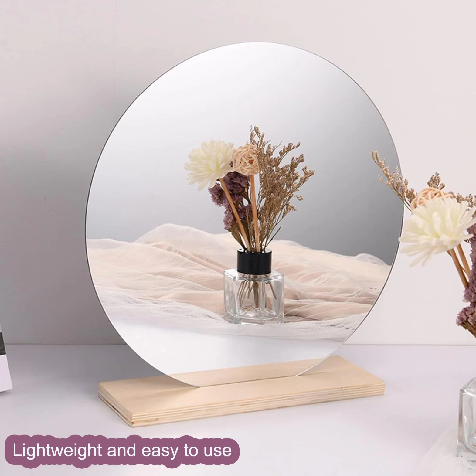 Miroirs Muraux Ronds 24 cm Lot de 2 Adhésif Acrylique HD